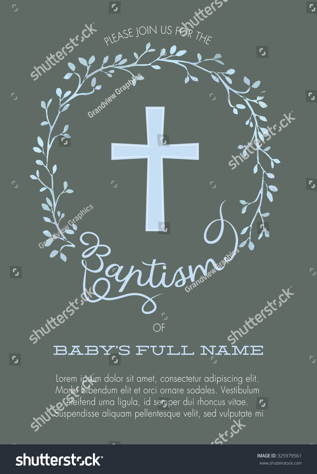 Baptism Christening Naming Day Celebration Invitation Stock Vector ...