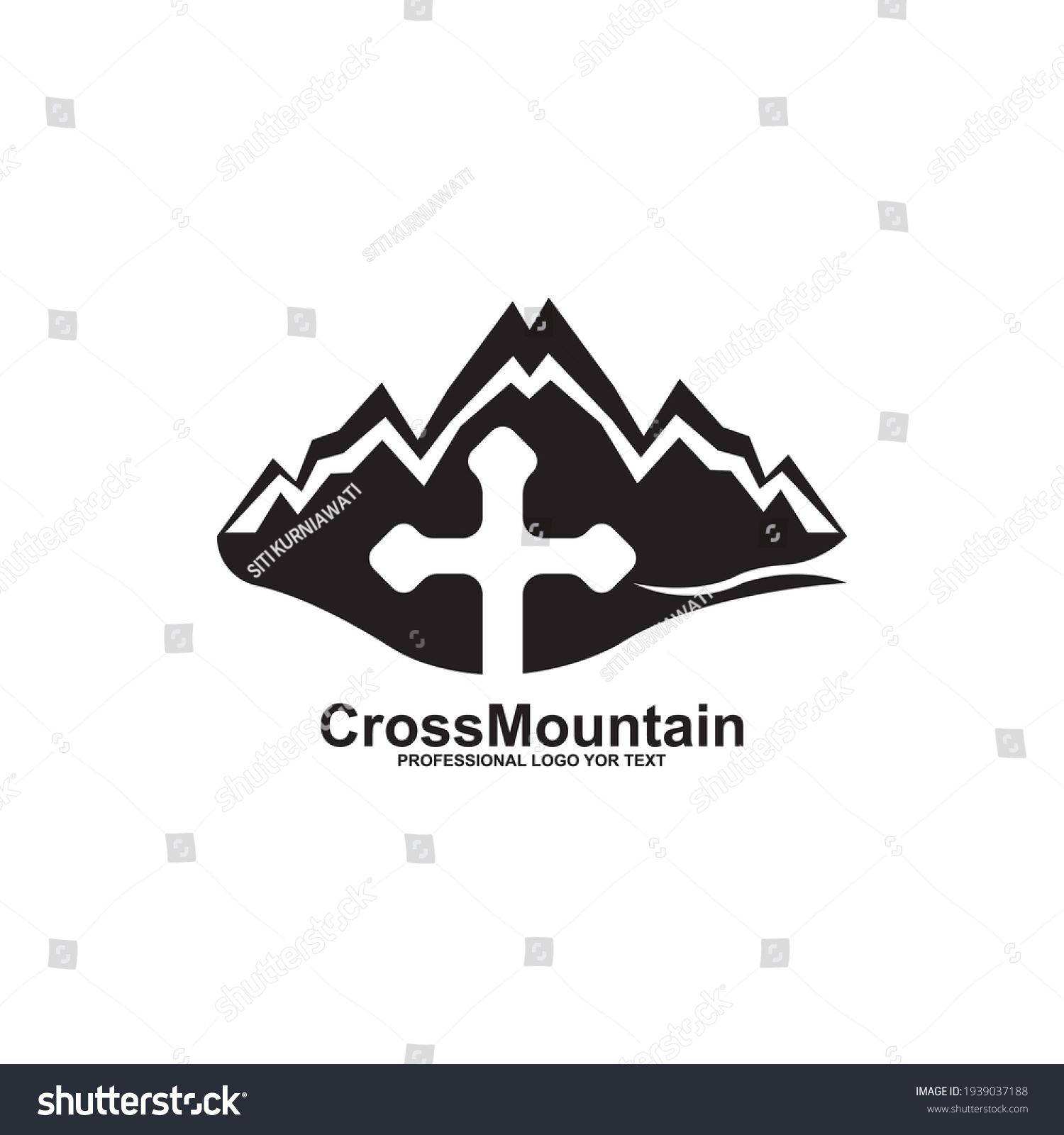 Baptist Cross Mountain Logo Design Template Stock Vector (Royalty Free ...