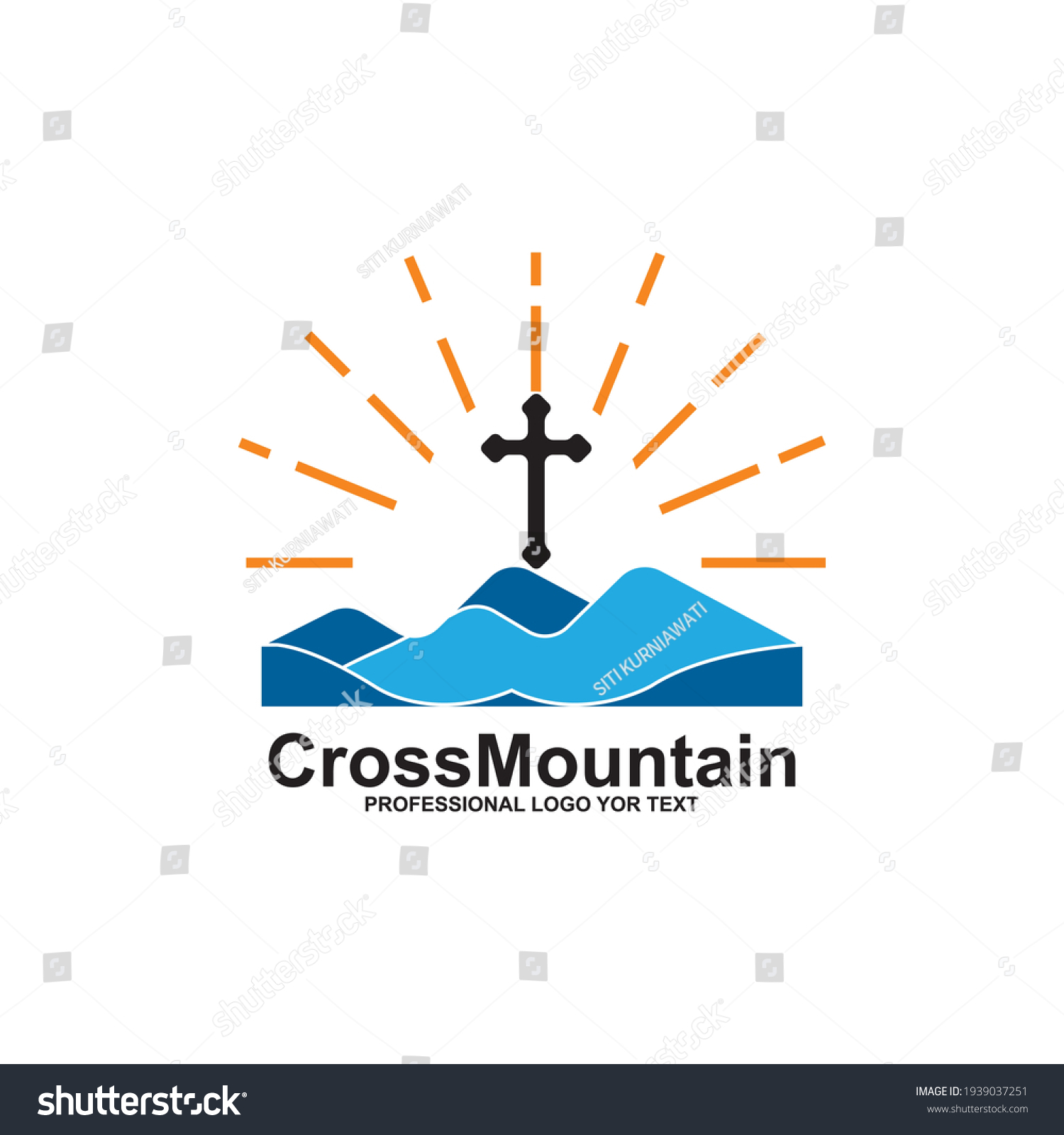 Baptist Cross Mountain Logo Design Template Stock Vector (Royalty Free ...