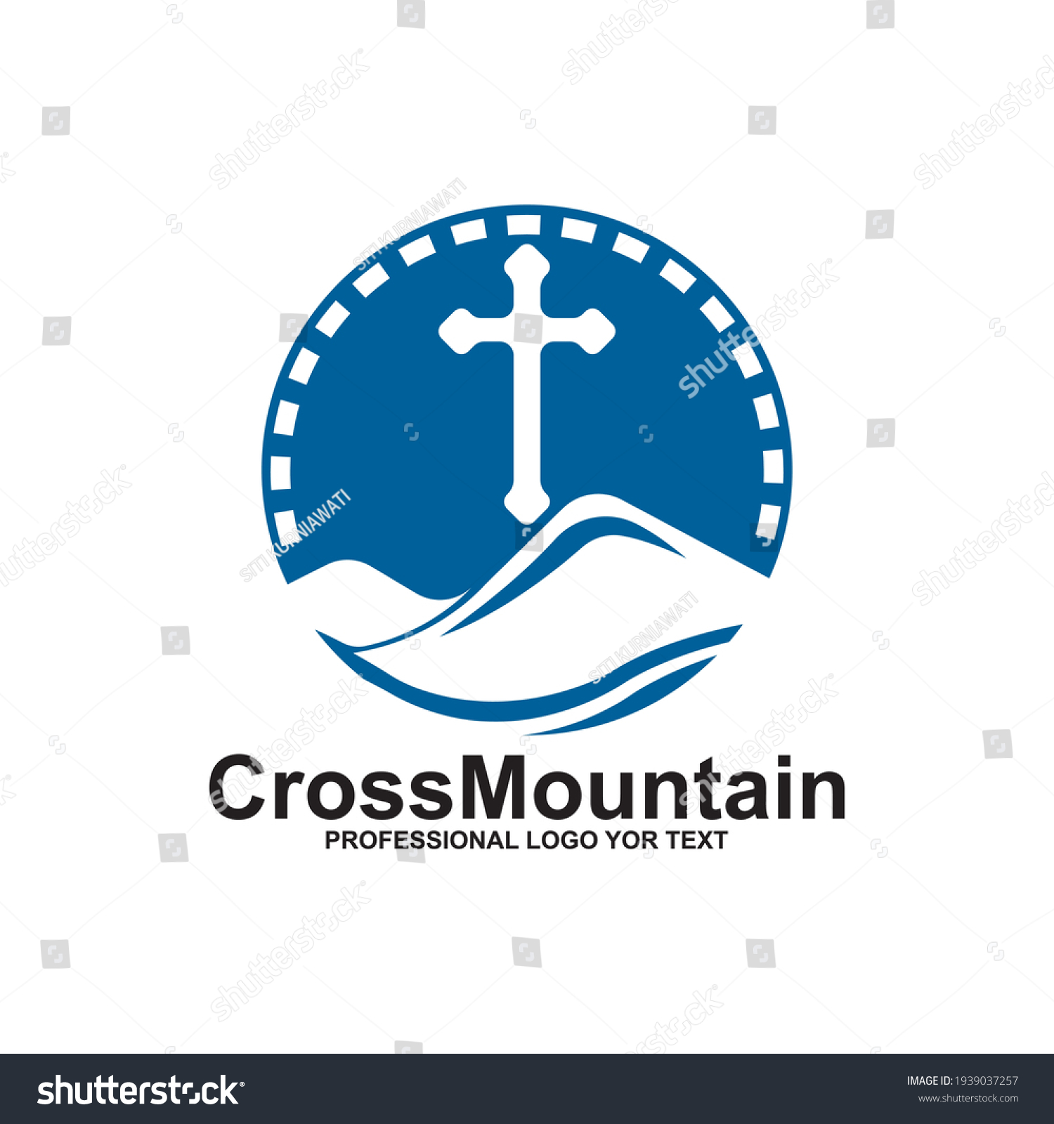 Baptist Cross Mountain Logo Design Template Stock Vector (Royalty Free ...