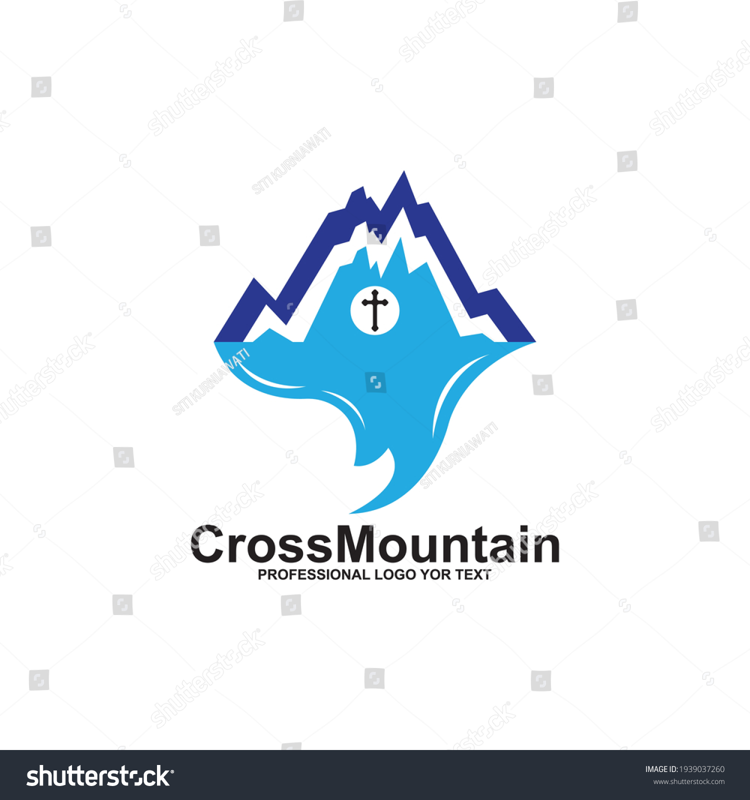 Baptist Cross Mountain Logo Design Template Stock Vector (Royalty Free ...