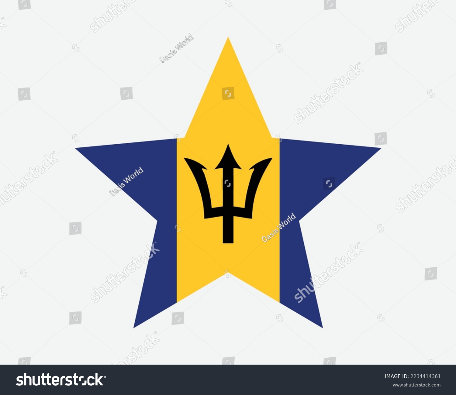 SVG of Barbados Star Flag. Barbadian Star Shape Flag. Bajan Country National Banner Icon Symbol Vector 2D Flat Artwork Graphic Illustration svg