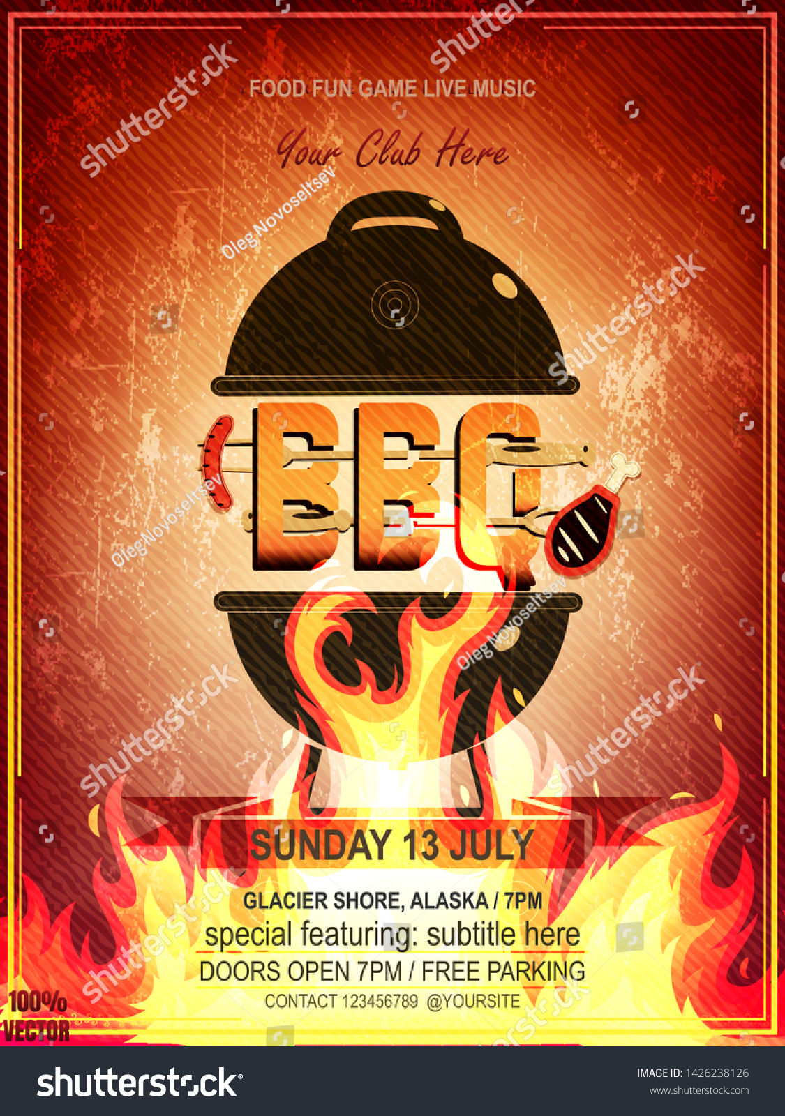 Barbecue Party Vector Flyer Poster Design Stock Vector (Royalty In Cookout Flyer Template
