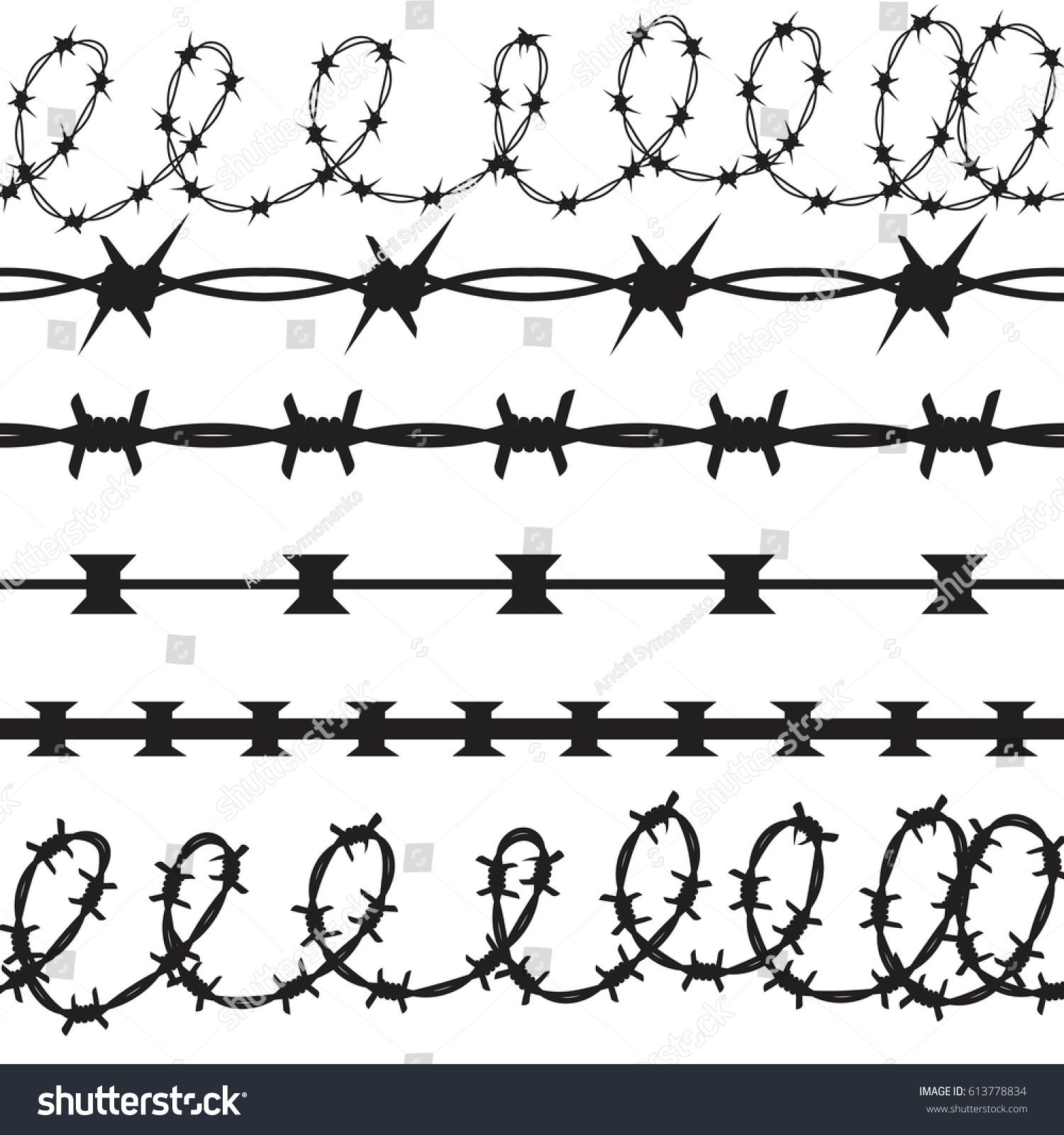 Barbed Wire Black Silhouettes Vector Set Stock Vector (Royalty Free ...