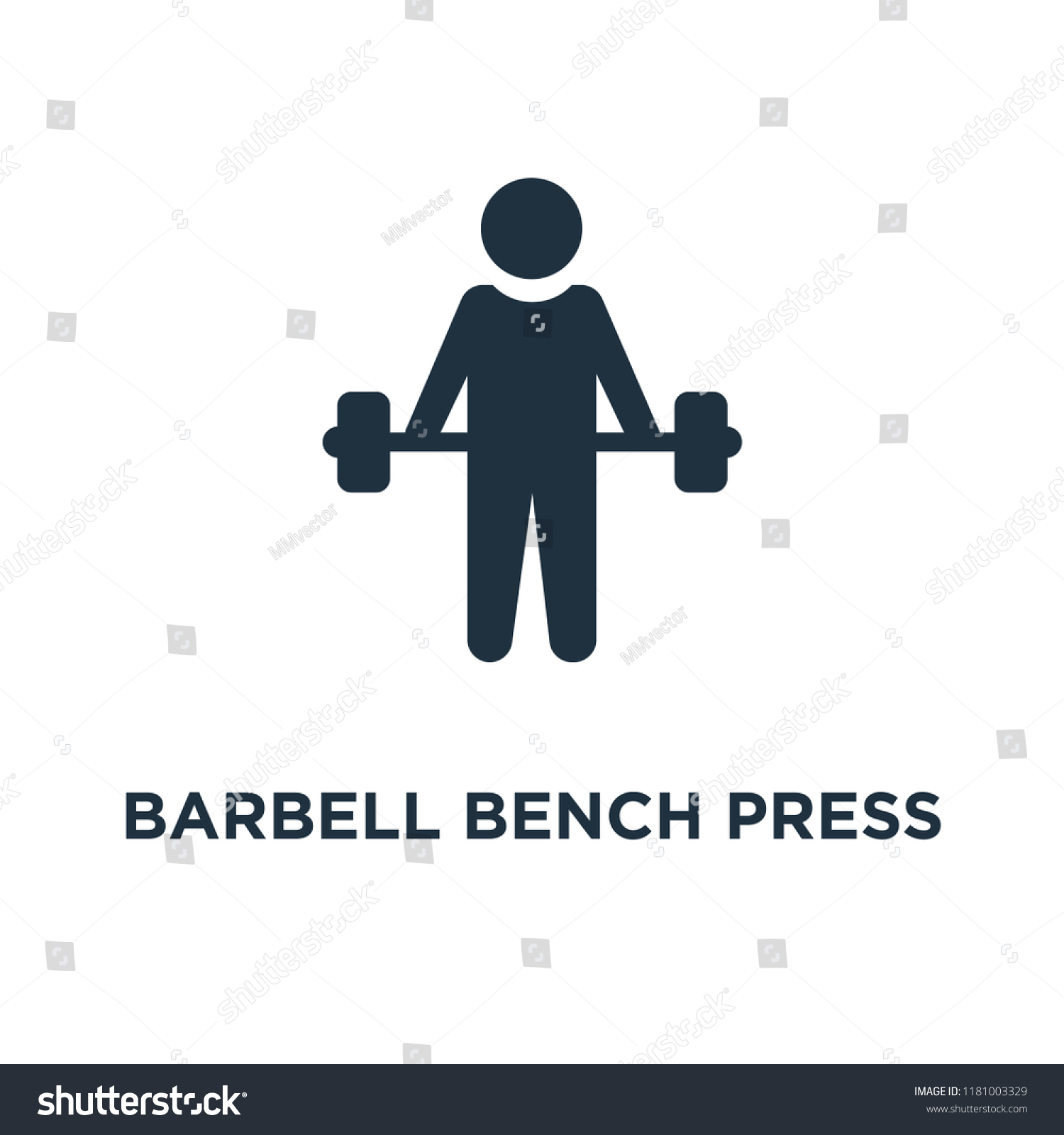 Barbell Bench Press Icon Black Filled Stock Vector Royalty Free 1181003329