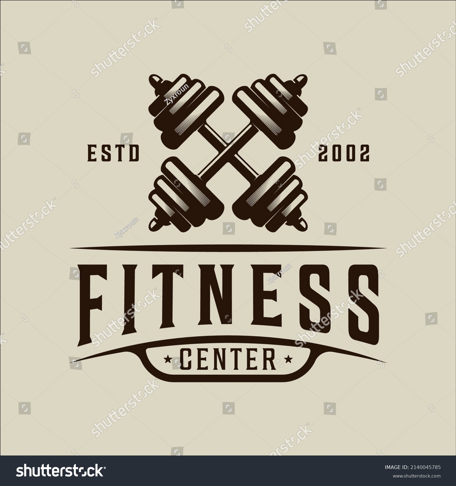 Barbell Dumbbell Logo Vector Vintage Illustration Stock Vector (Royalty ...