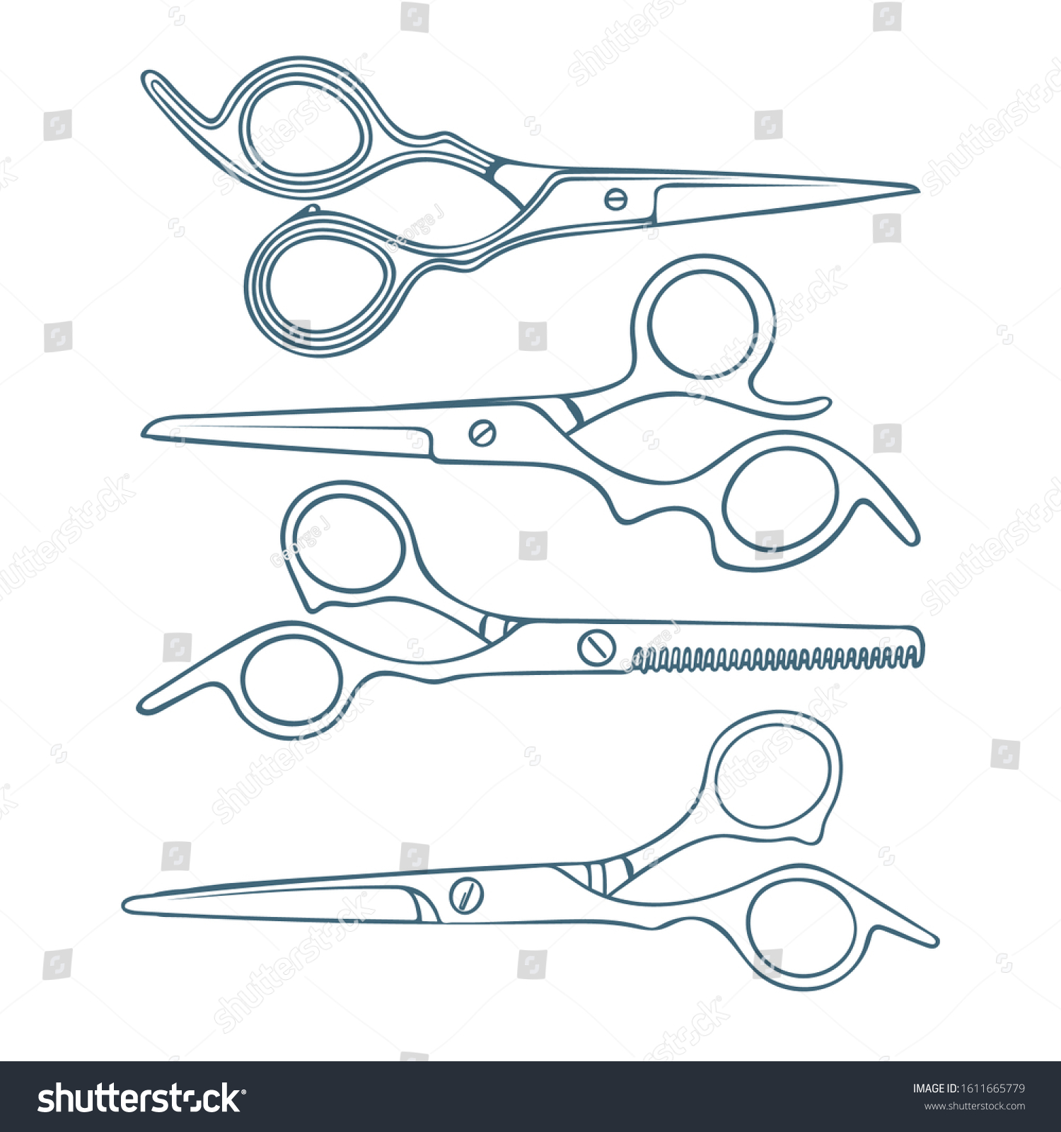 Barber Scissors Hand Drawn Barber Scissors Stock Vector (Royalty Free ...