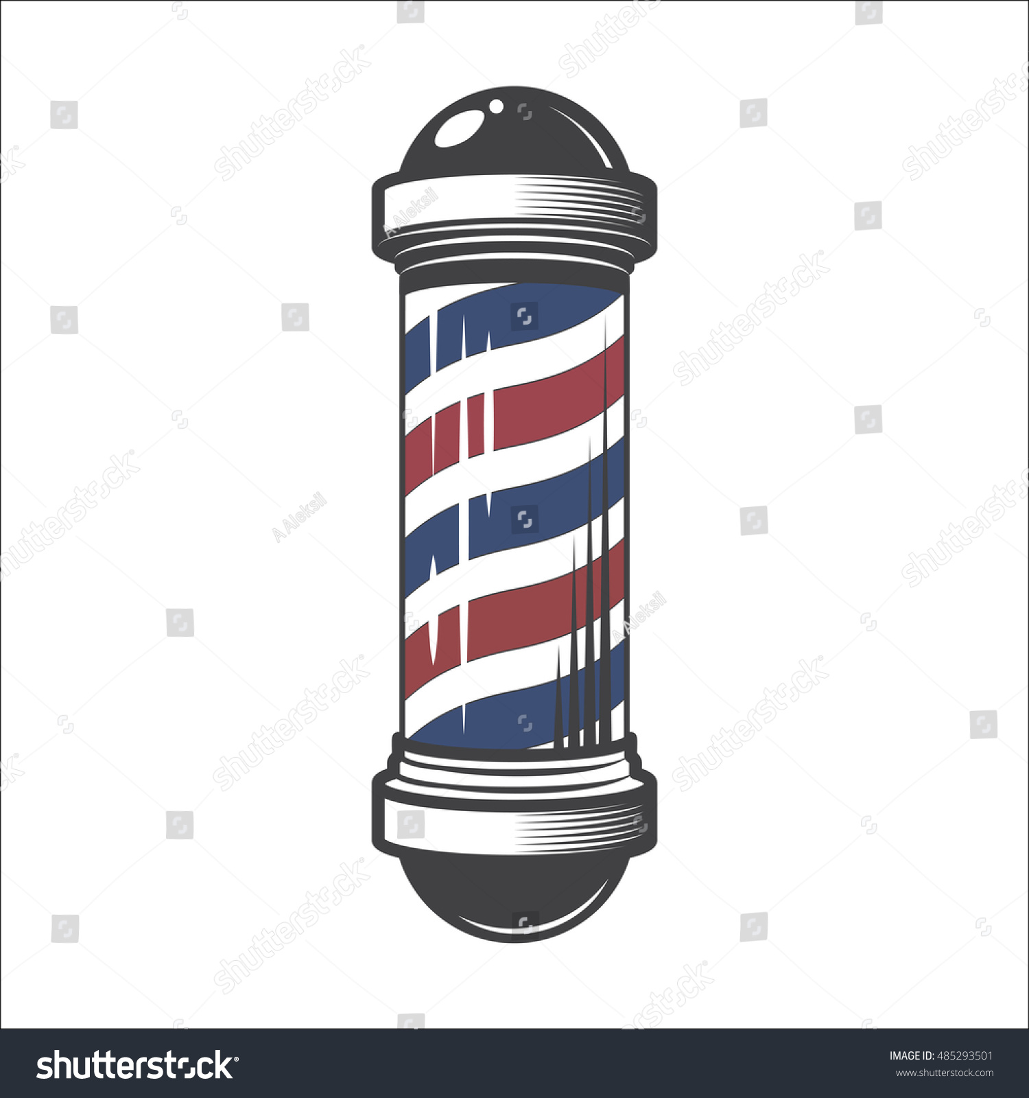 Barber Shop Pole Isolated On White Stock Vector 485293501 - Shutterstock