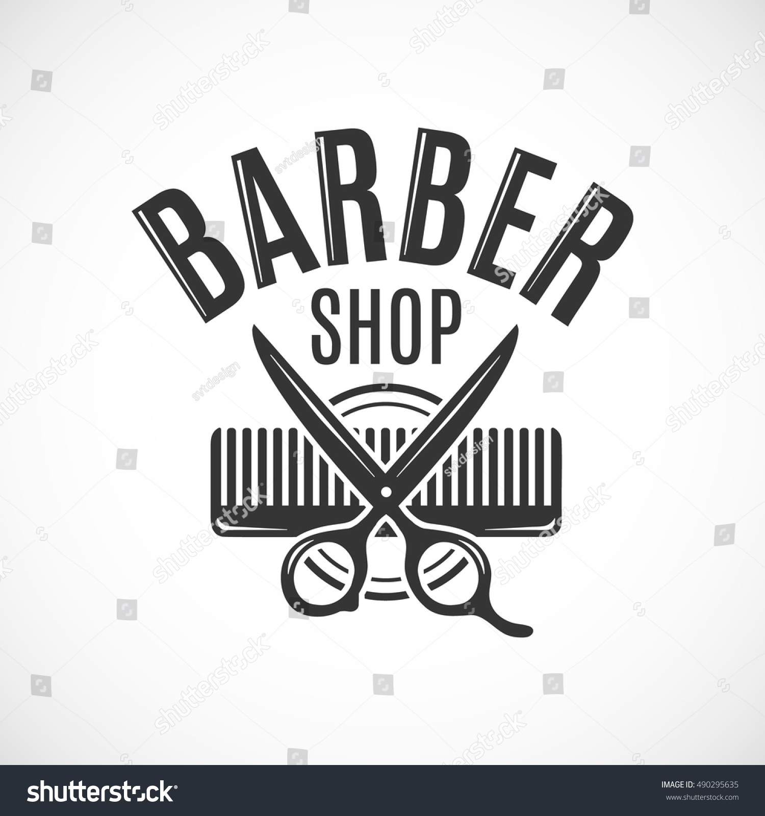 Barber Shop Vector Vintage Logo Label Stock Vector (royalty Free) 490295635