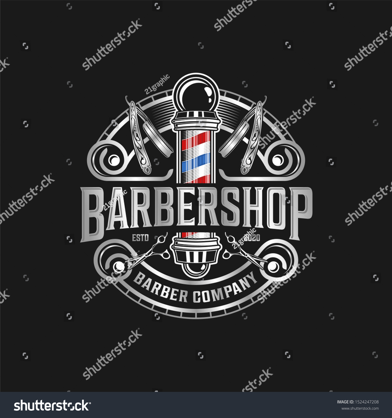 Barbershop Logo Vintage Classic Style Salon Stock Vector Royalty Free 1524247208 Shutterstock 4793