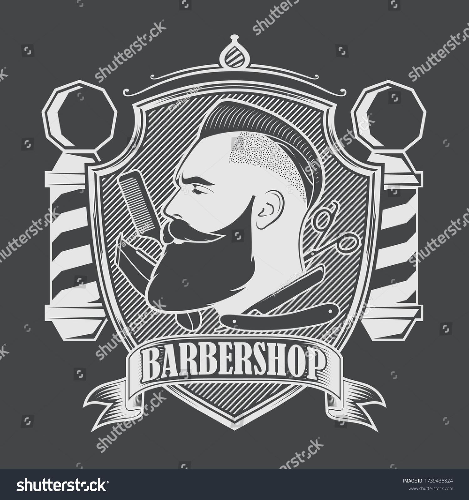 Barbershop Poster Banner Template Design Bearded Stock Vector (Royalty ...