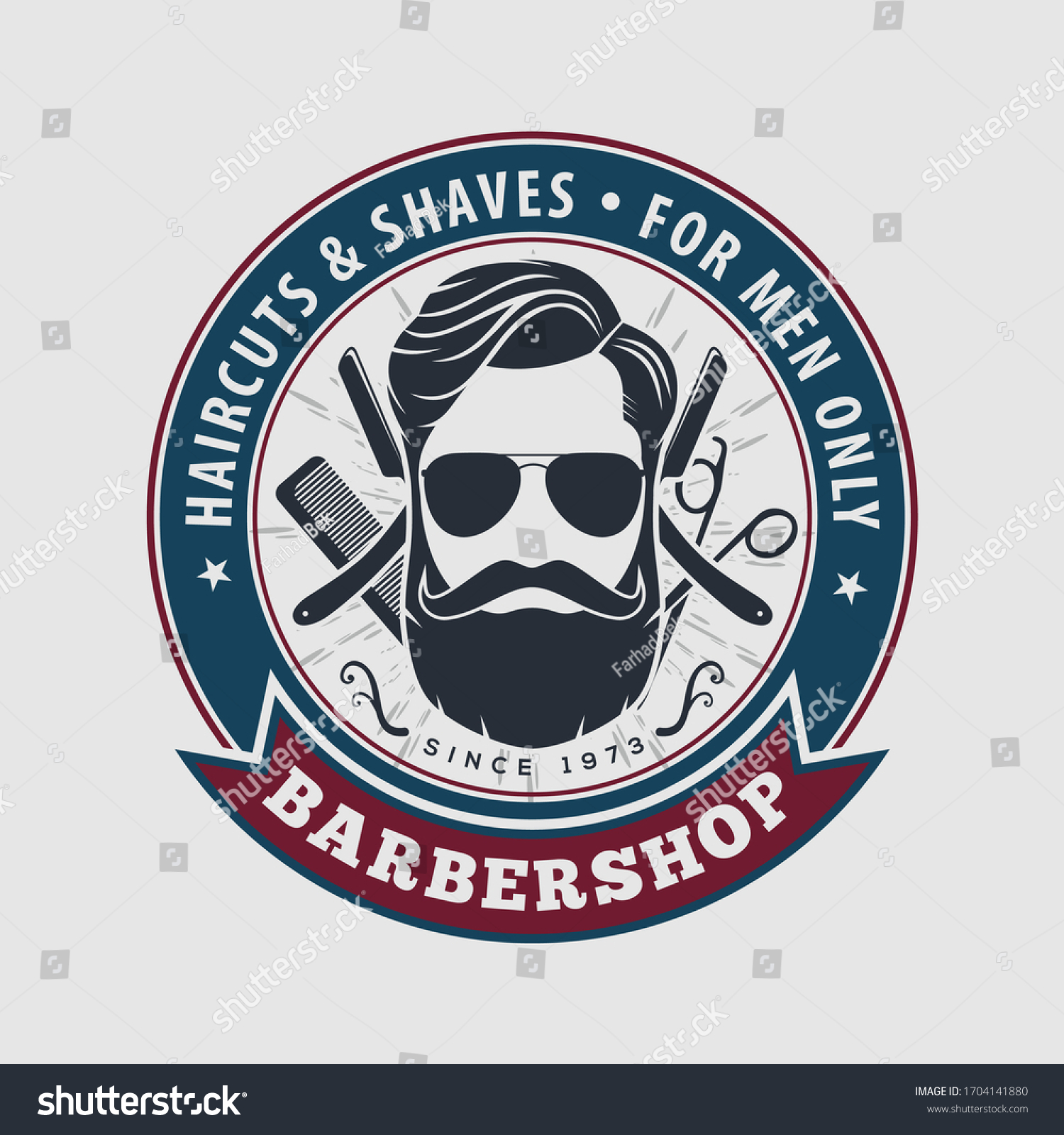 Barbershop Poster Banner Template Bearded Men Stock Vector (Royalty ...