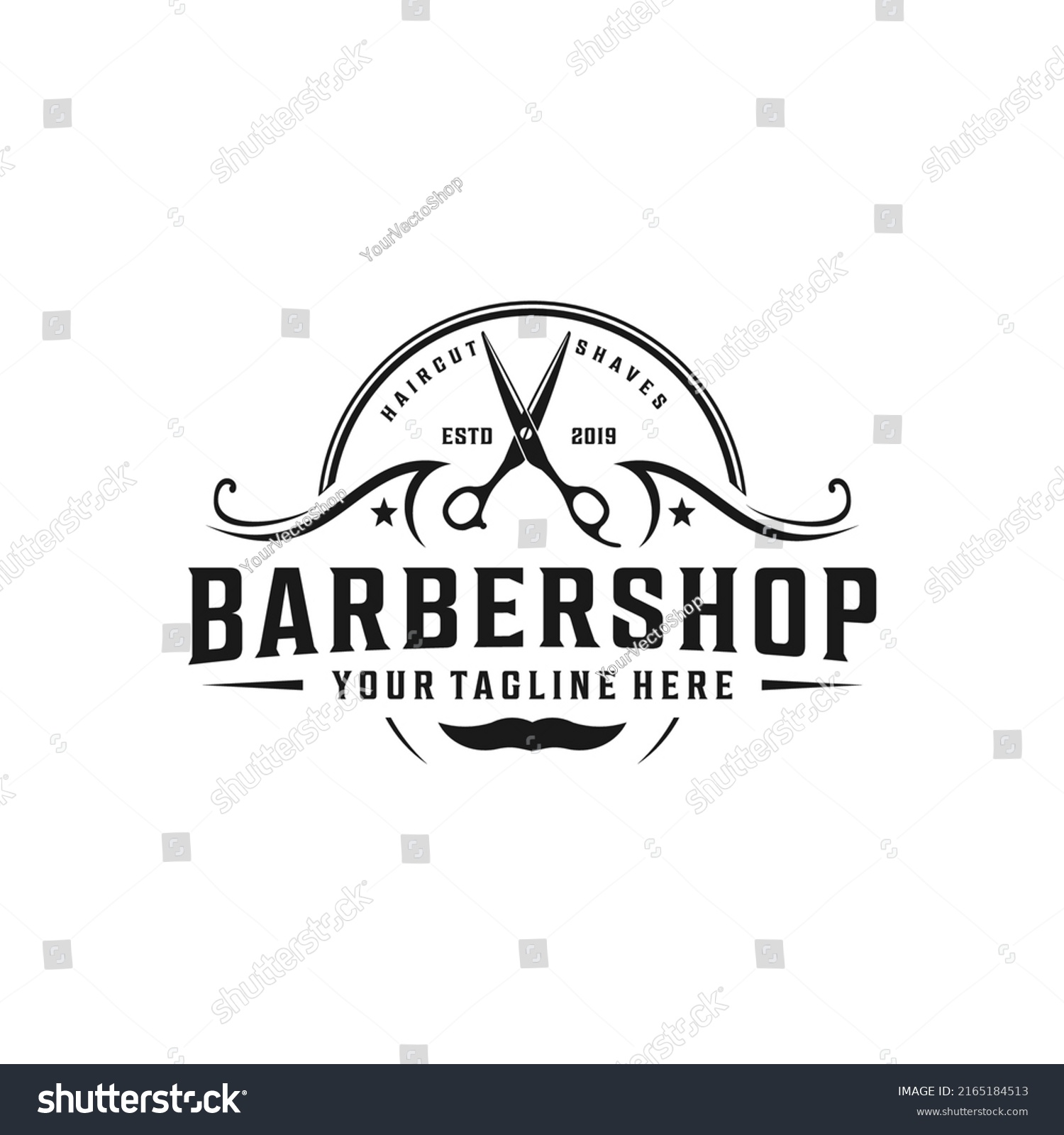 Barbershop Simple Minimalist Logo Design Elegant Stock Vector (Royalty ...