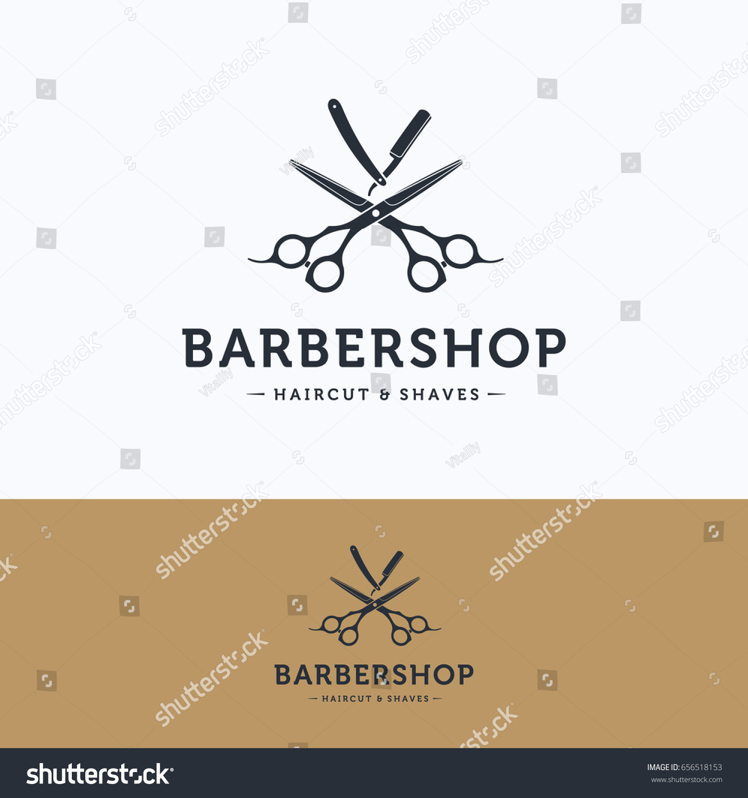 Barbershop Vintage Logo Scissors Hairdresser White Vintage