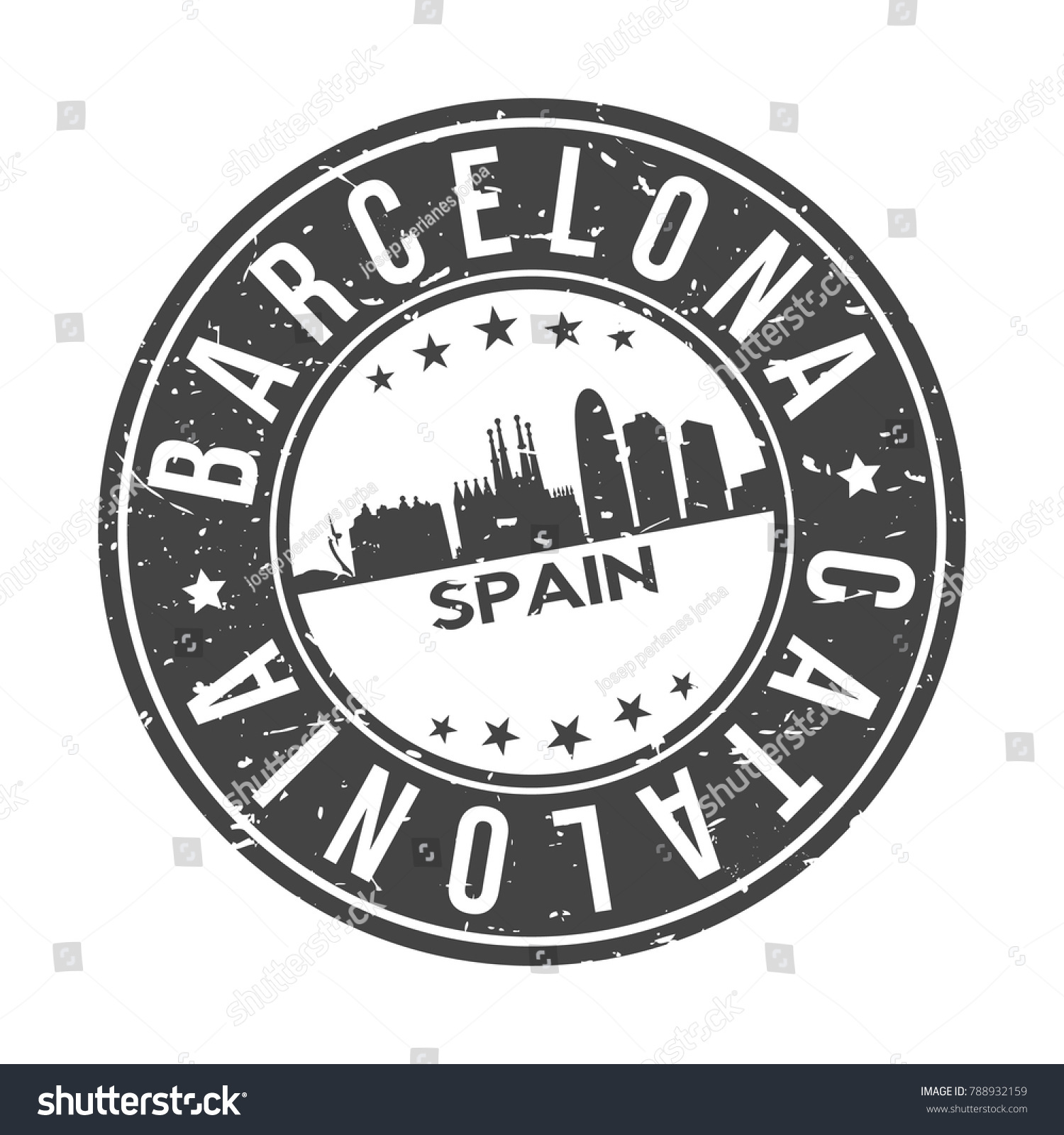 SVG of Barcelona Catalonia Spain Europa Stamp. Logo Icon Symbol Design Skyline City Vector. svg