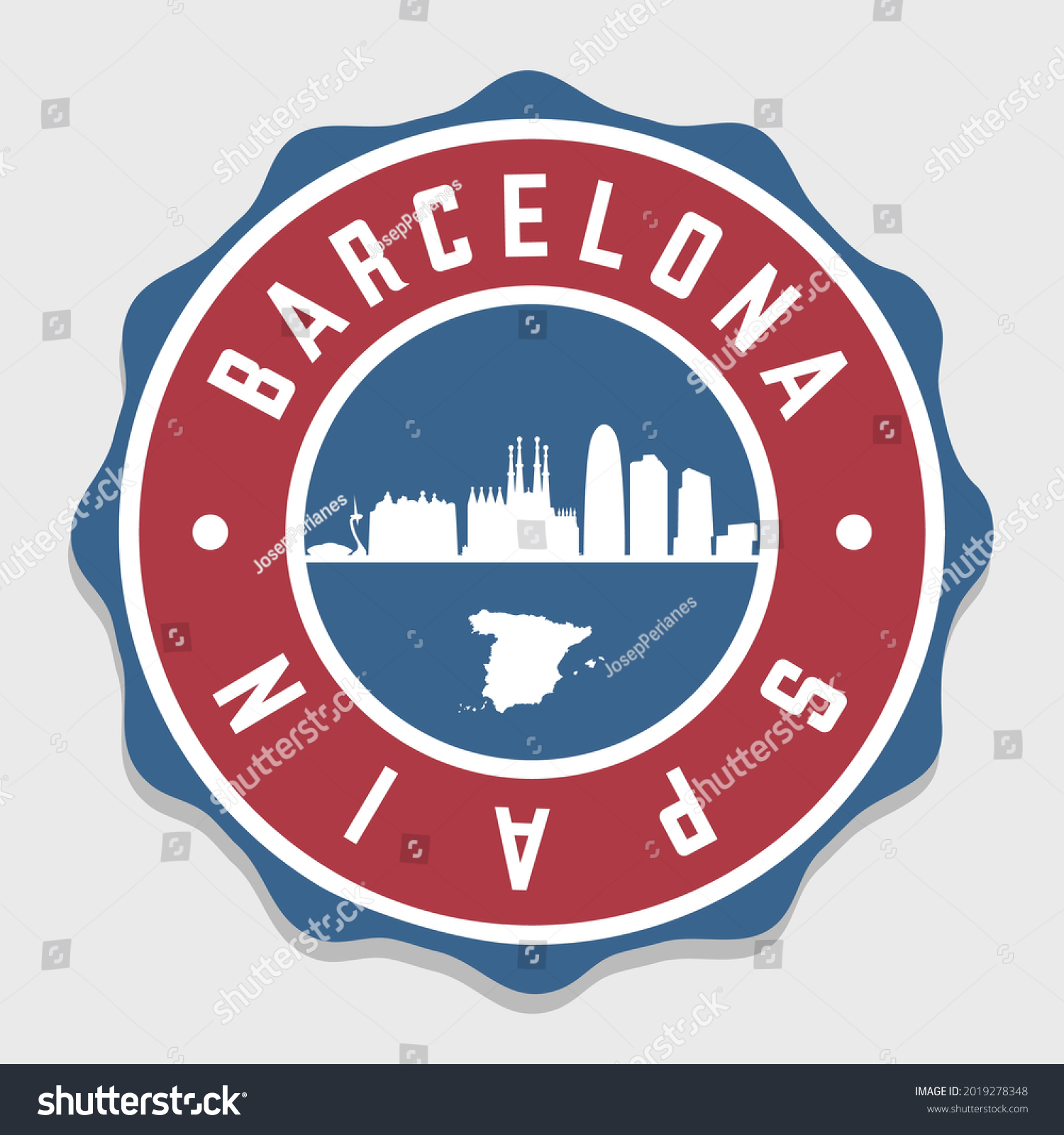 SVG of Barcelona, Spain Badge Map Vector Seal Vector Sign. National Symbol Country Stamp Design Icon Label.  svg