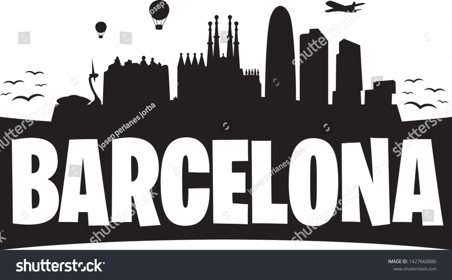 SVG of Barcelona Spain. City Skyline. Silhouette Banner City. Design Vector. Famous Monuments. svg