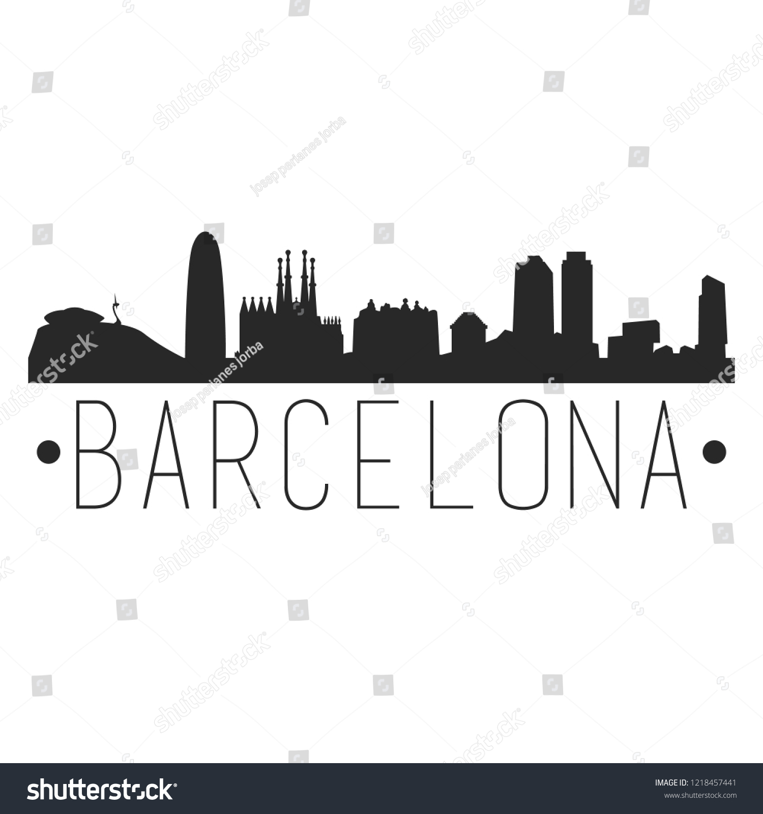SVG of Barcelona Spain City. Skyline Silhouette City Design Vector Famous Monuments. svg