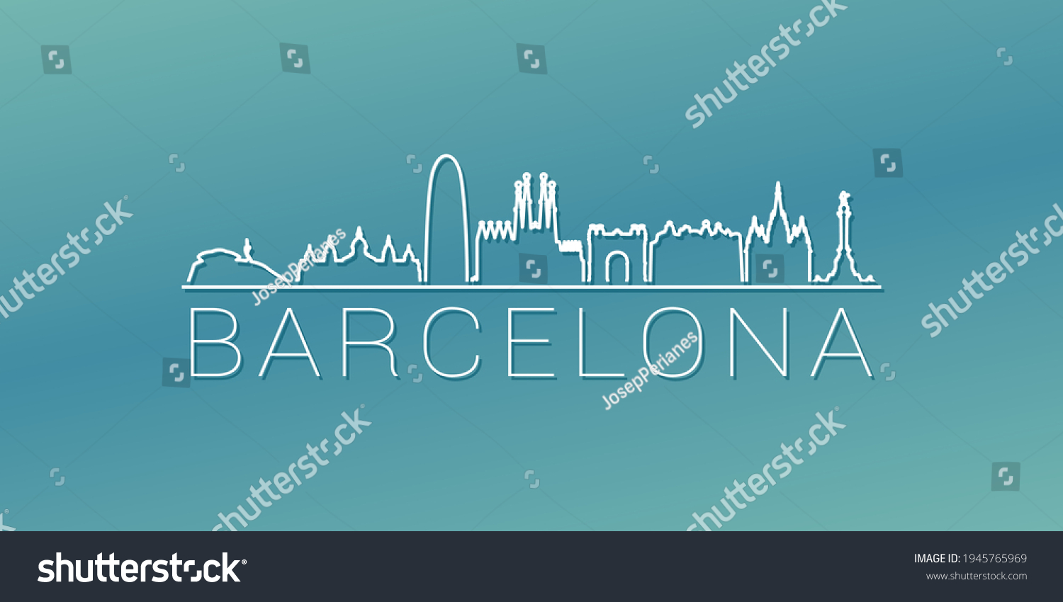 SVG of Barcelona, Spain Skyline Linear Design. Flat City Illustration Minimal Clip Art. Background Gradient Travel Vector Icon. svg