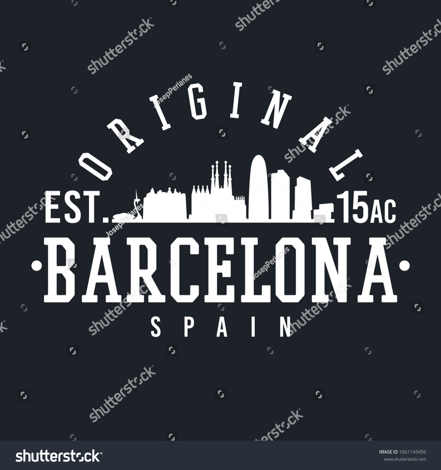 SVG of Barcelona, Spain Skyline Original. A Logotype Sports College and University Style. Illustration Design. svg