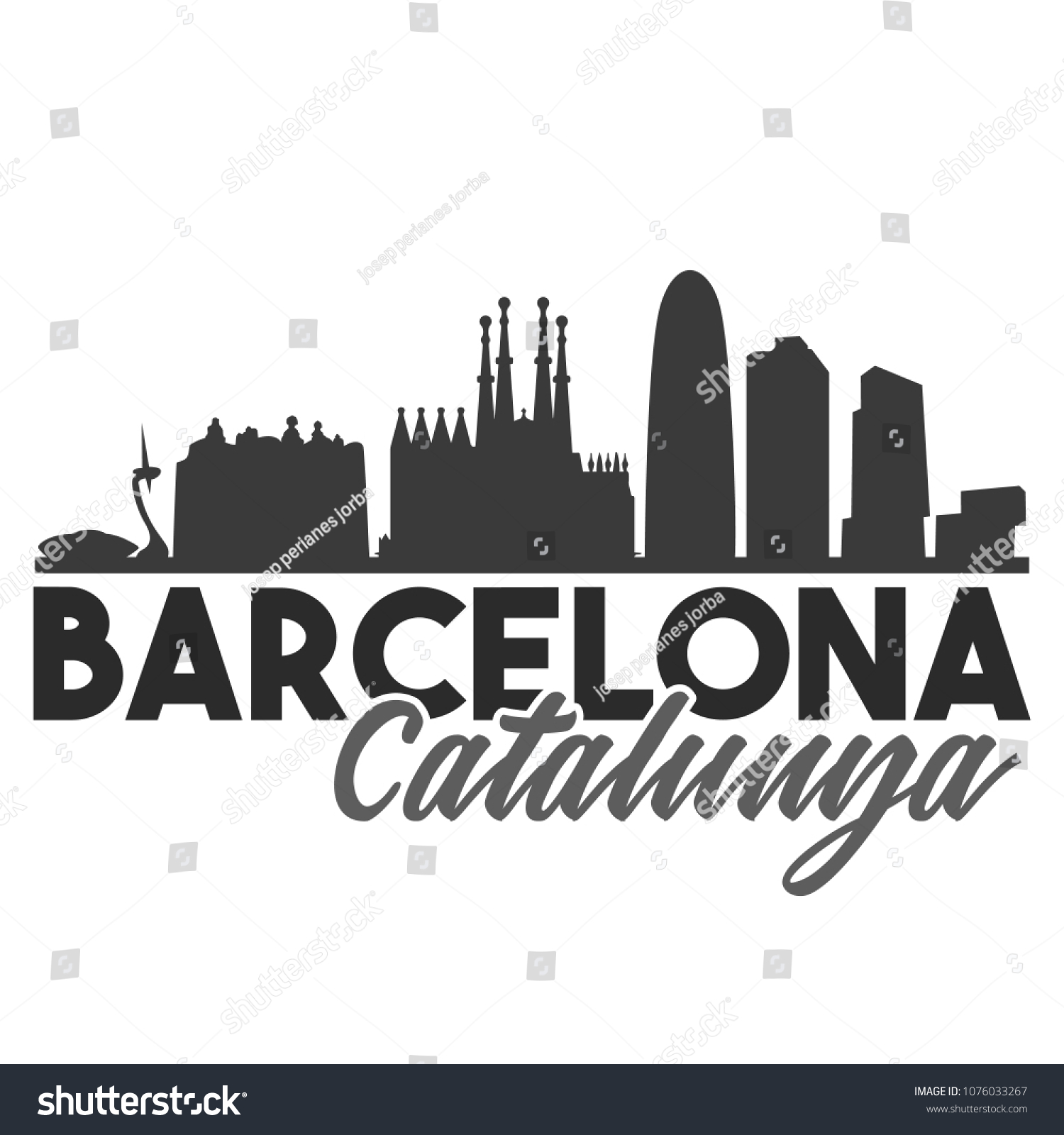 SVG of Barcelona Spain Skyline Souvenir Travel Vector Art Design Tourism svg