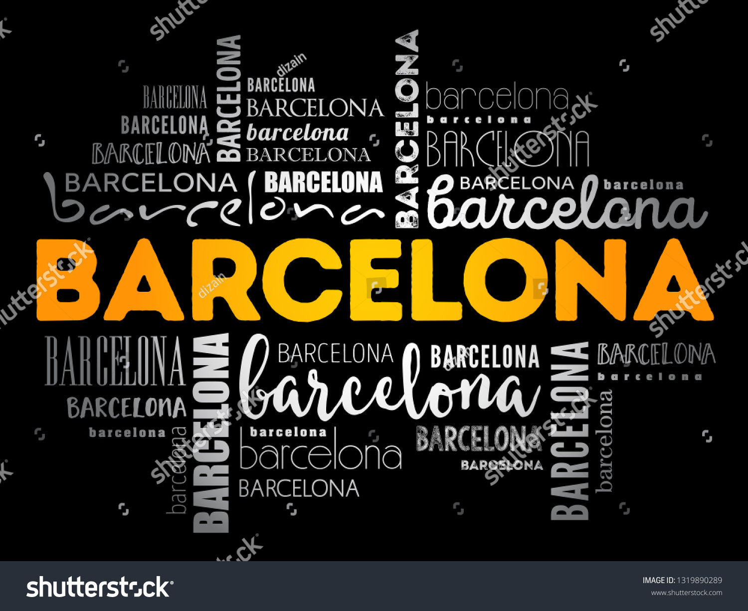 Barcelona Wallpaper Word Cloud Travel Concept Stock Vector Royalty Free 1319890289