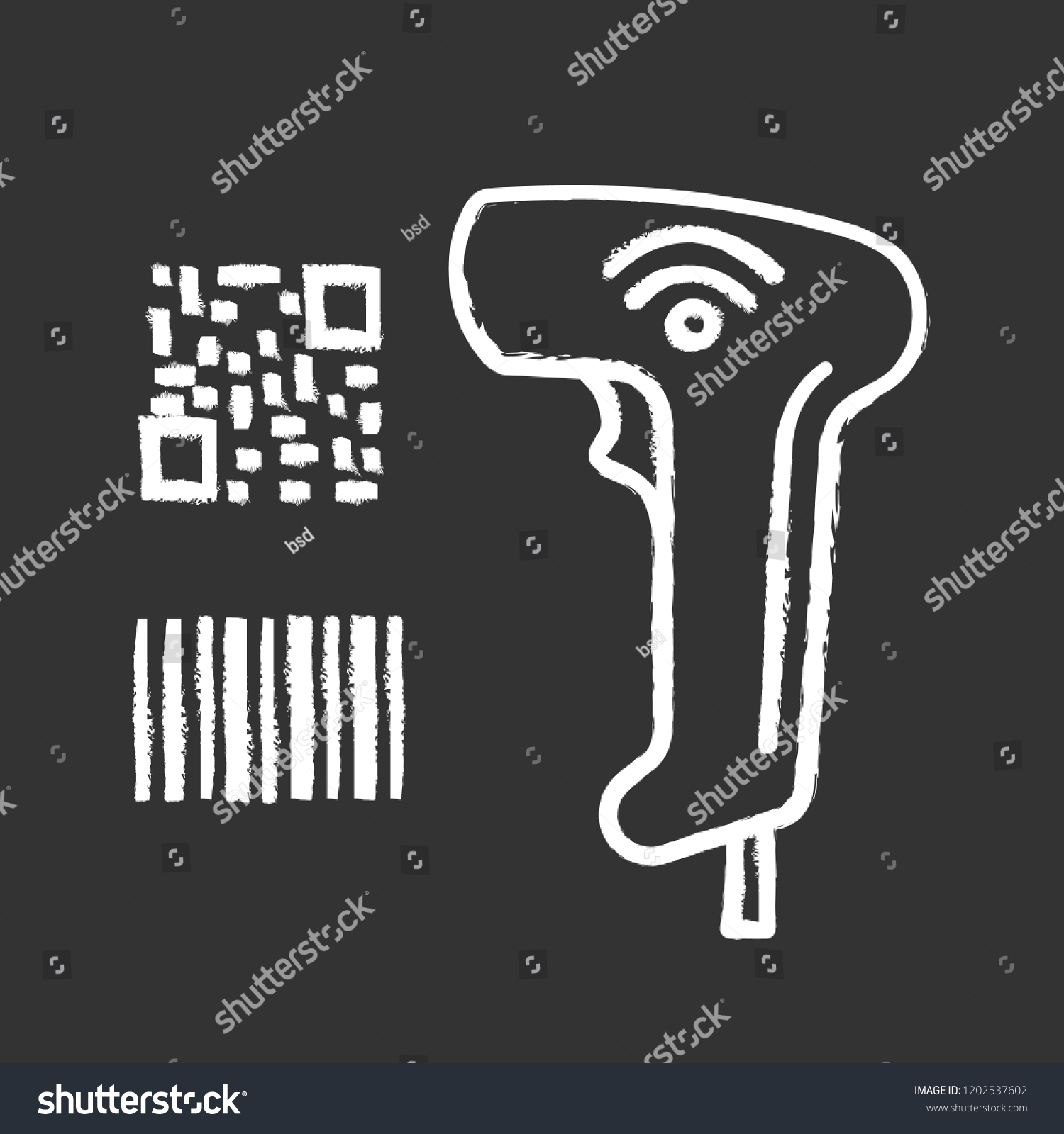 Barcode Qr Code Scanner Chalk Icon Stock Vector (Royalty Free