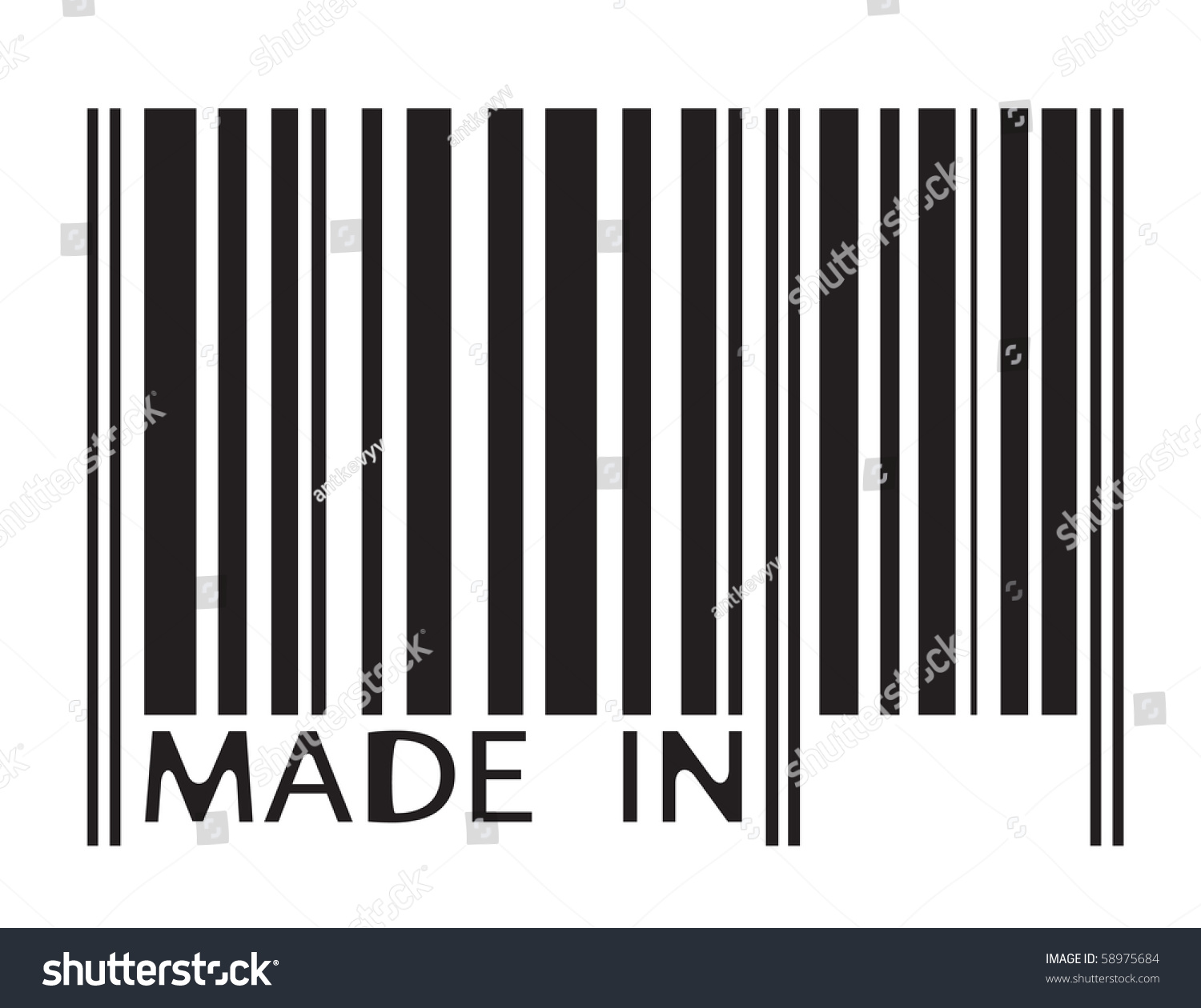 Barcode Image With Made In Letters - Abstract Illustration - 58975684 ...