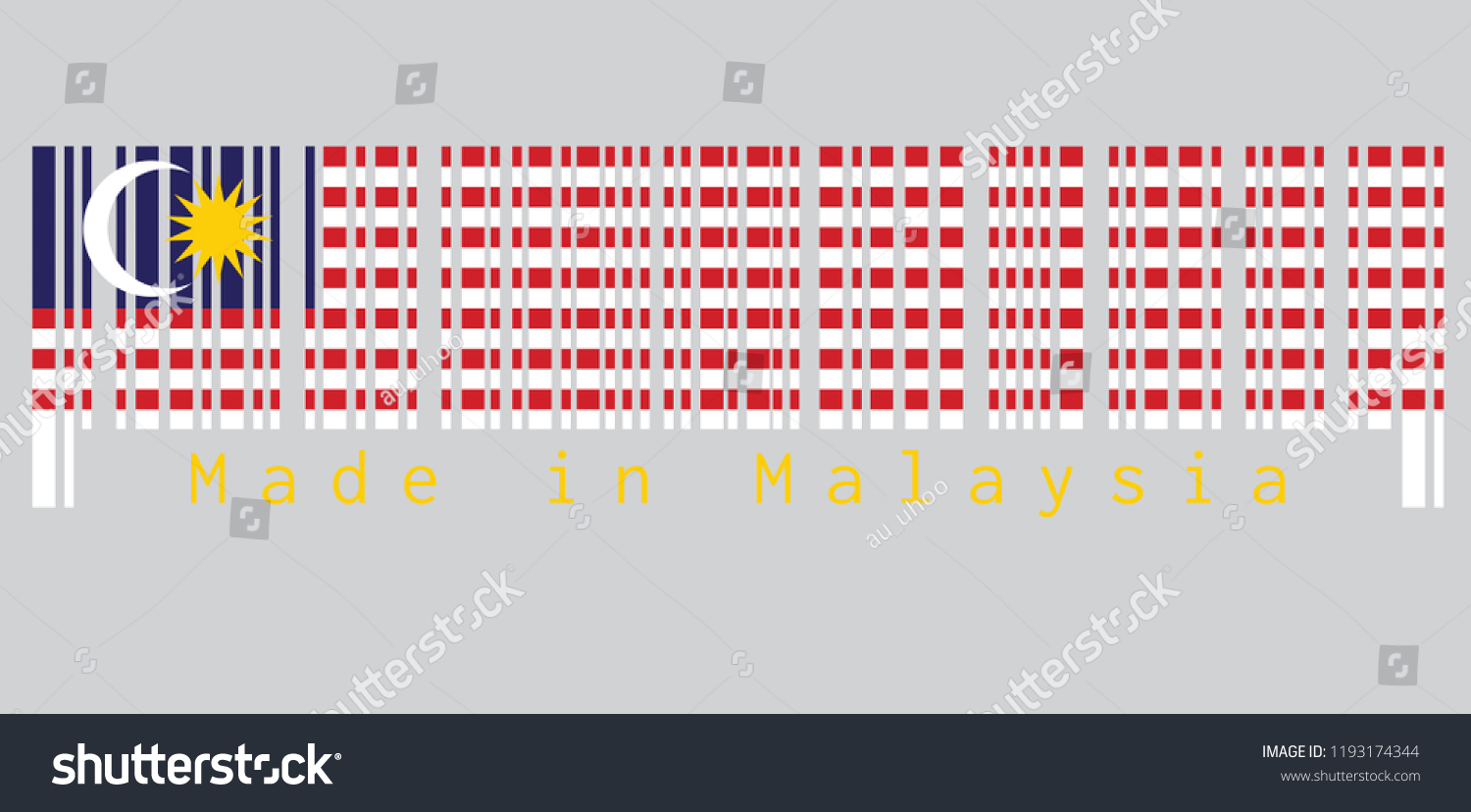 Barcode Set Color Malaysian Flag Blue Stock Vector Royalty Free