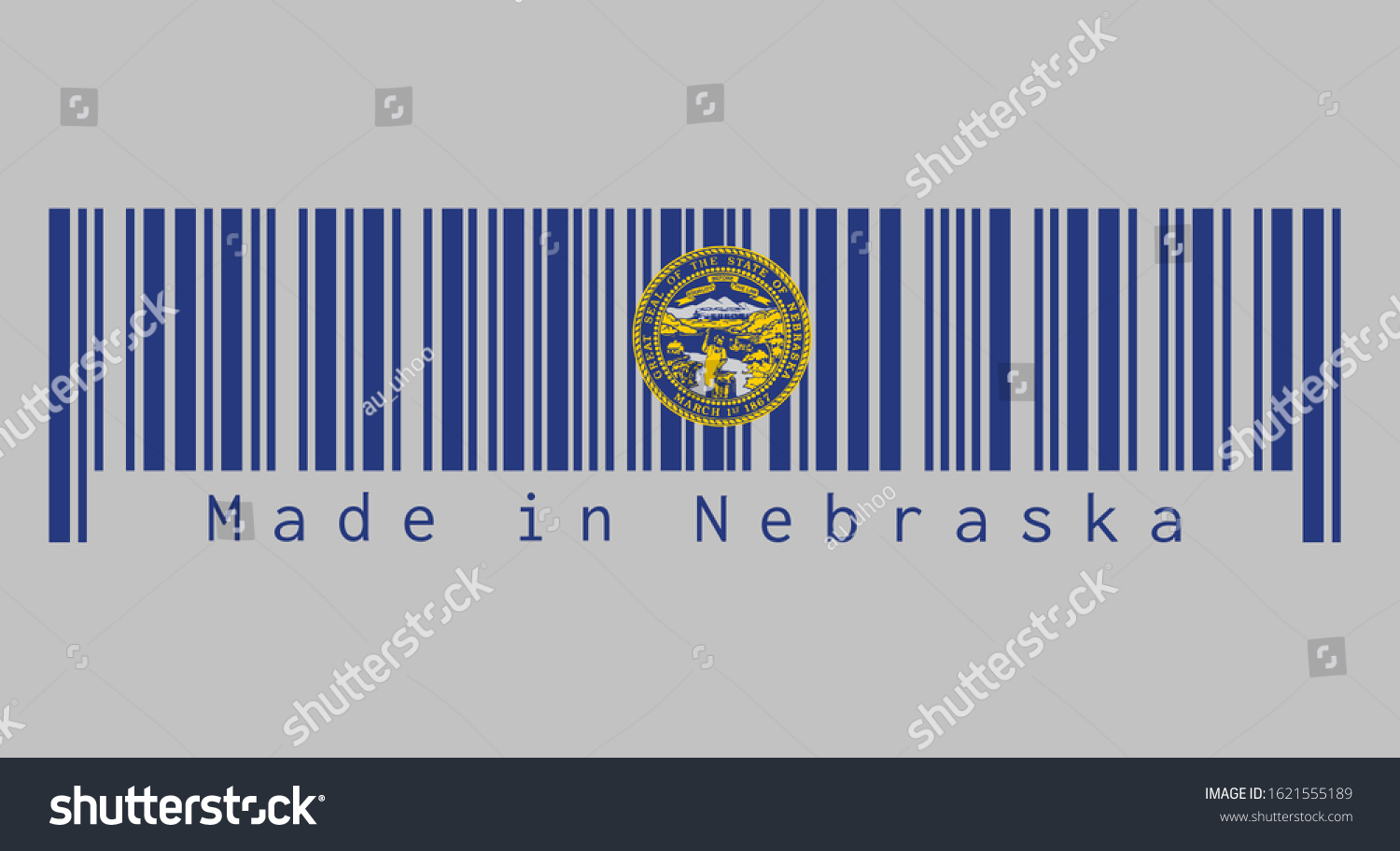 Barcode Set Color Nebraska Flag Seal Vector De Stock Libre De