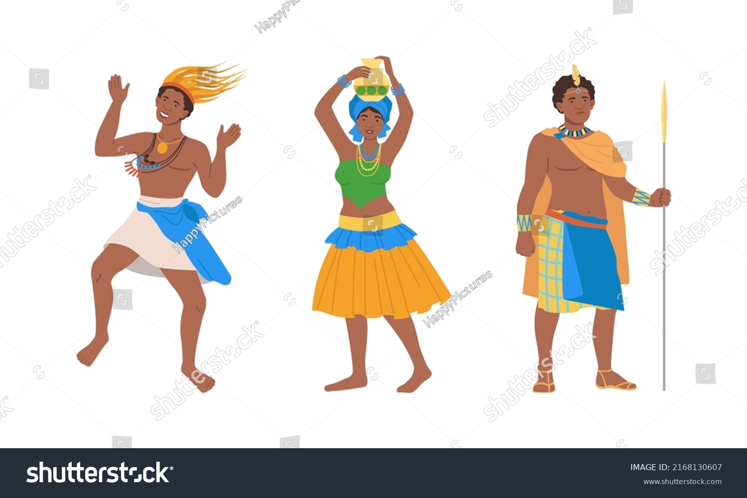 Barefoot African Aboriginal Man Woman Character Stock Vector (Royalty ...