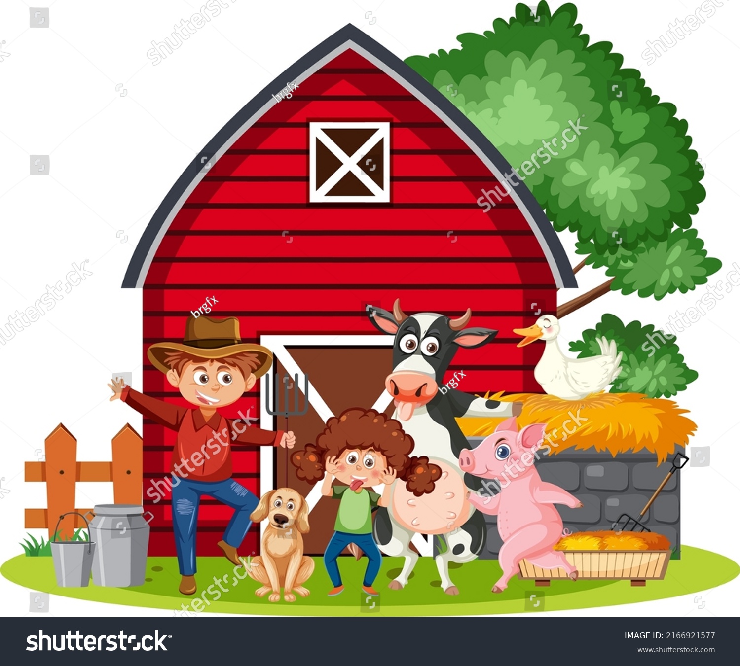 Barn Farm Cartoon Character Illustration Stock Vector (Royalty Free ...