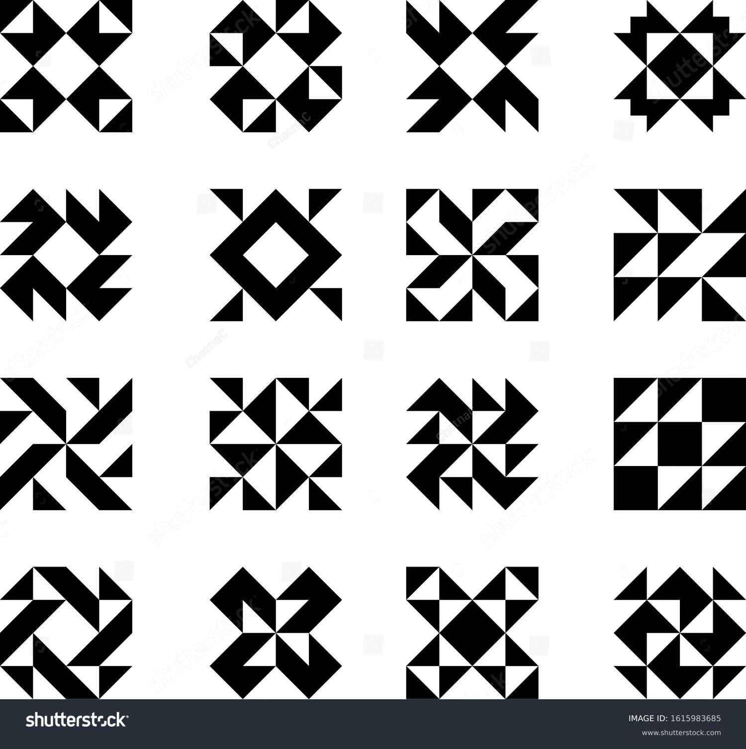 SVG of Barn quilt pattern collection, Amish Patchwork design, Abstract geometric tiled Vector, Square block illustration svg