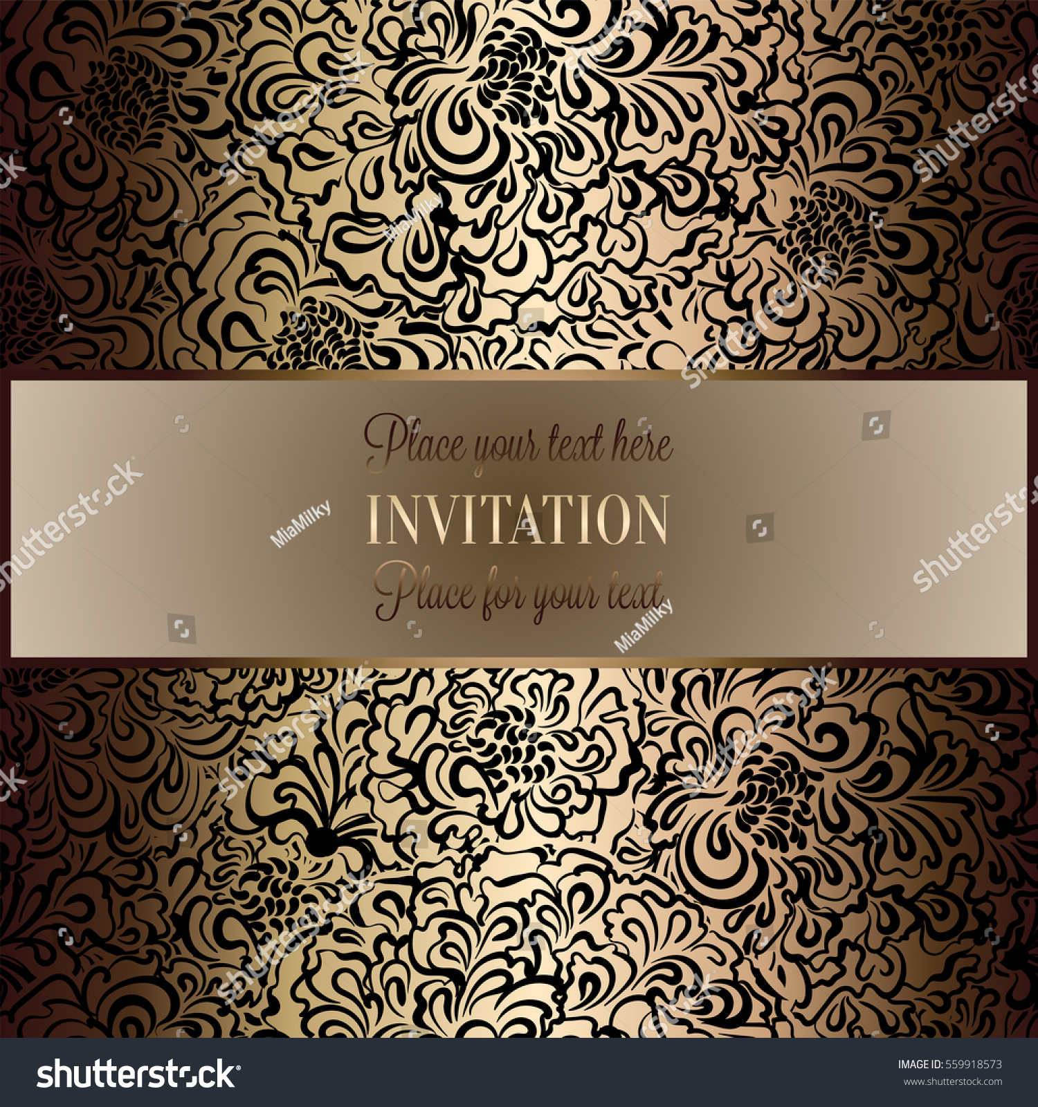 Baroque Background Antique Luxury Black Gold Stock Vector (Royalty Free ...