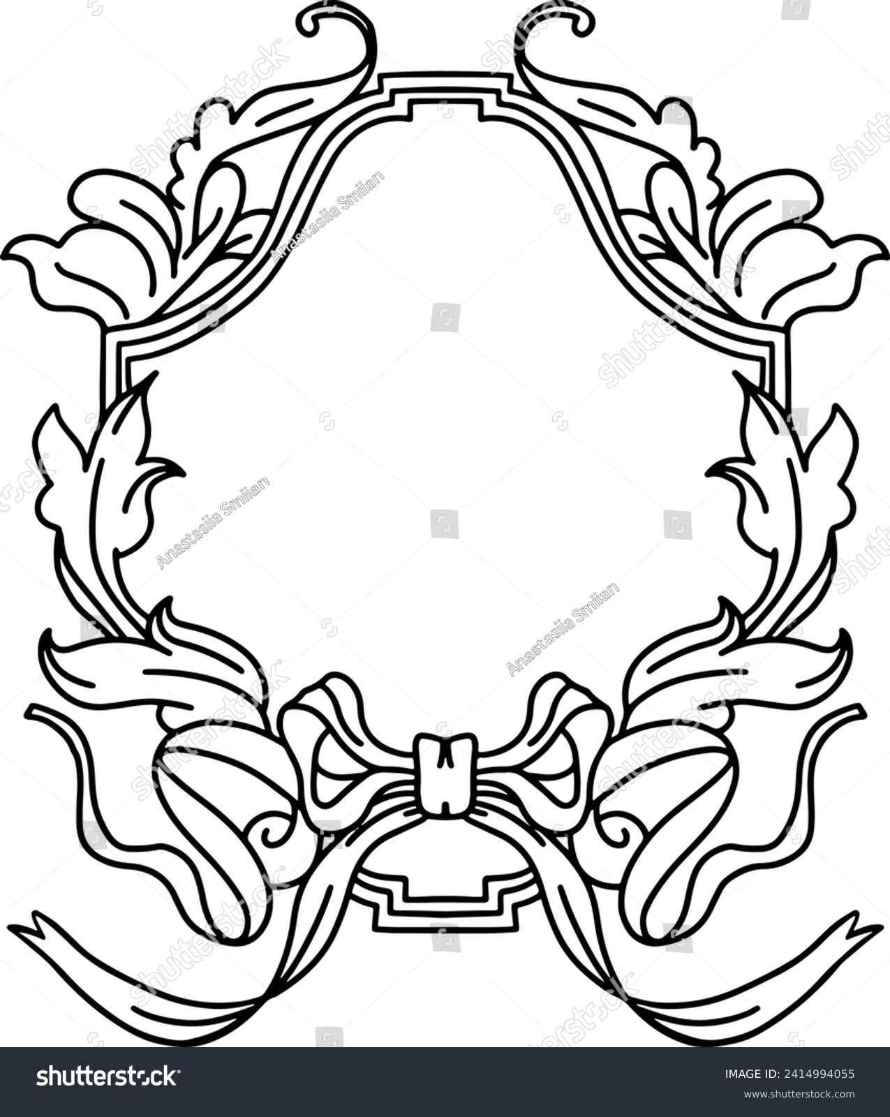 SVG of Baroque vintage wedding monogram crest frame. svg