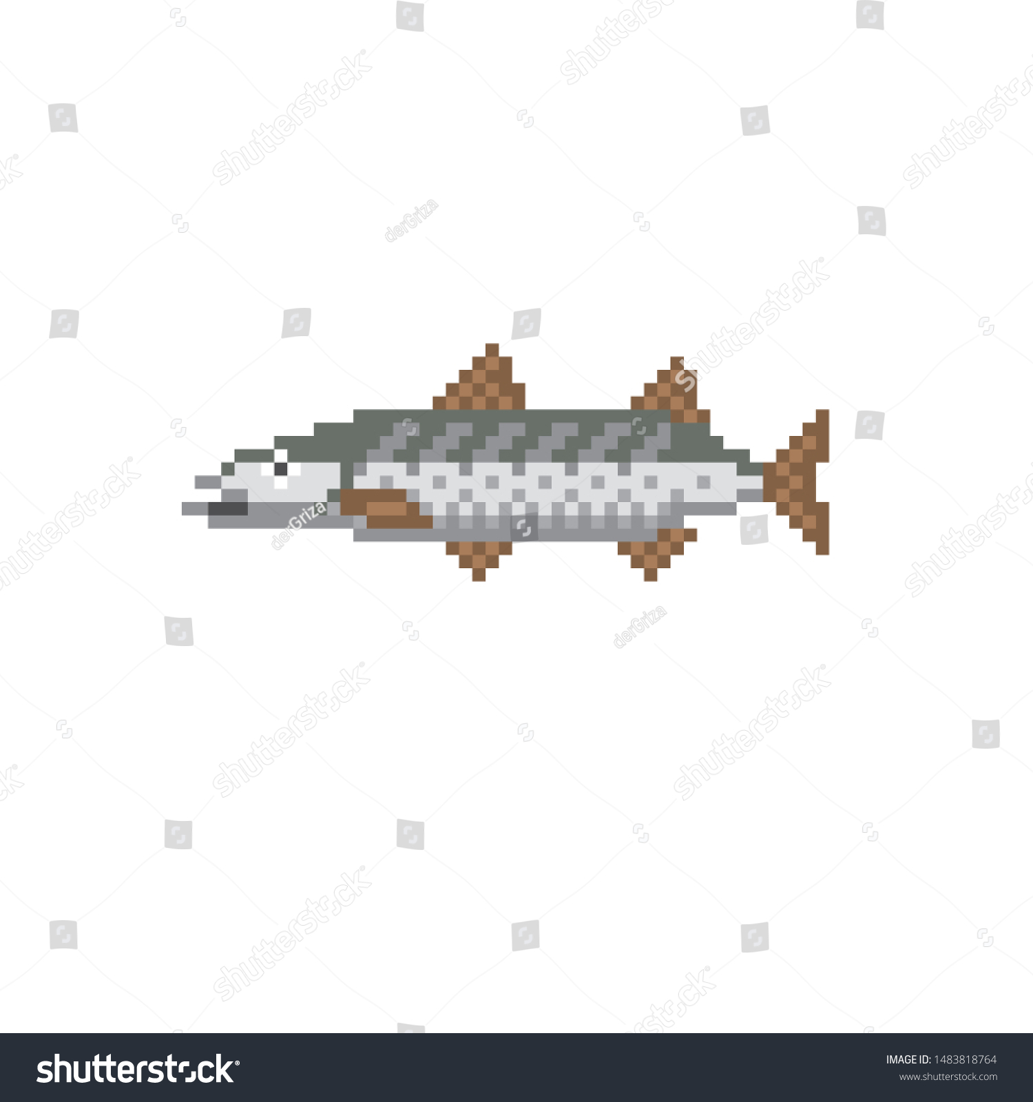 Barracuda Pixel Art Icon 8bit Element Stock Vector (Royalty Free ...