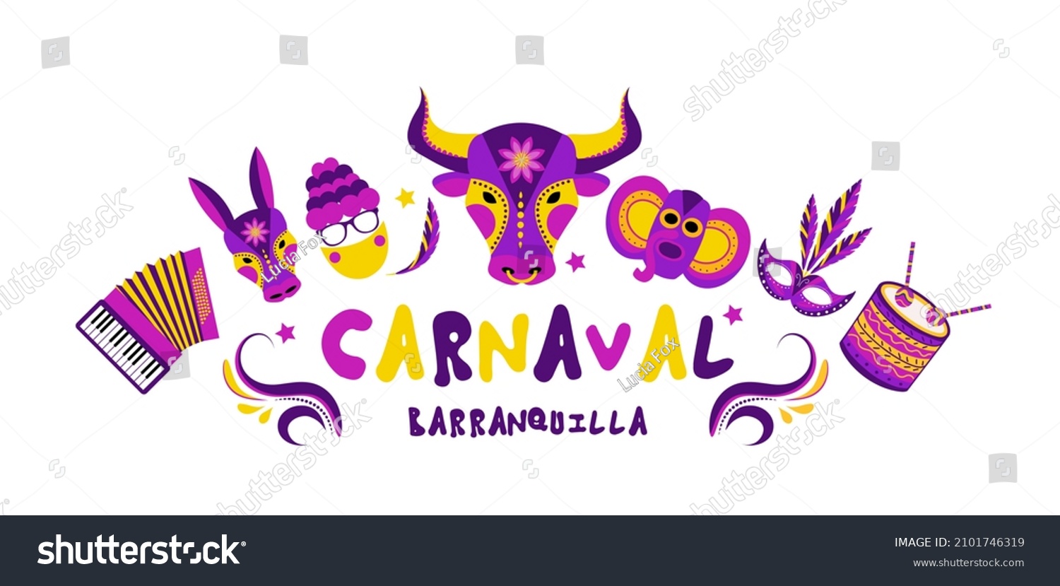 Barranquilla Carnival Poster Banner Carnival Party Stock Vector