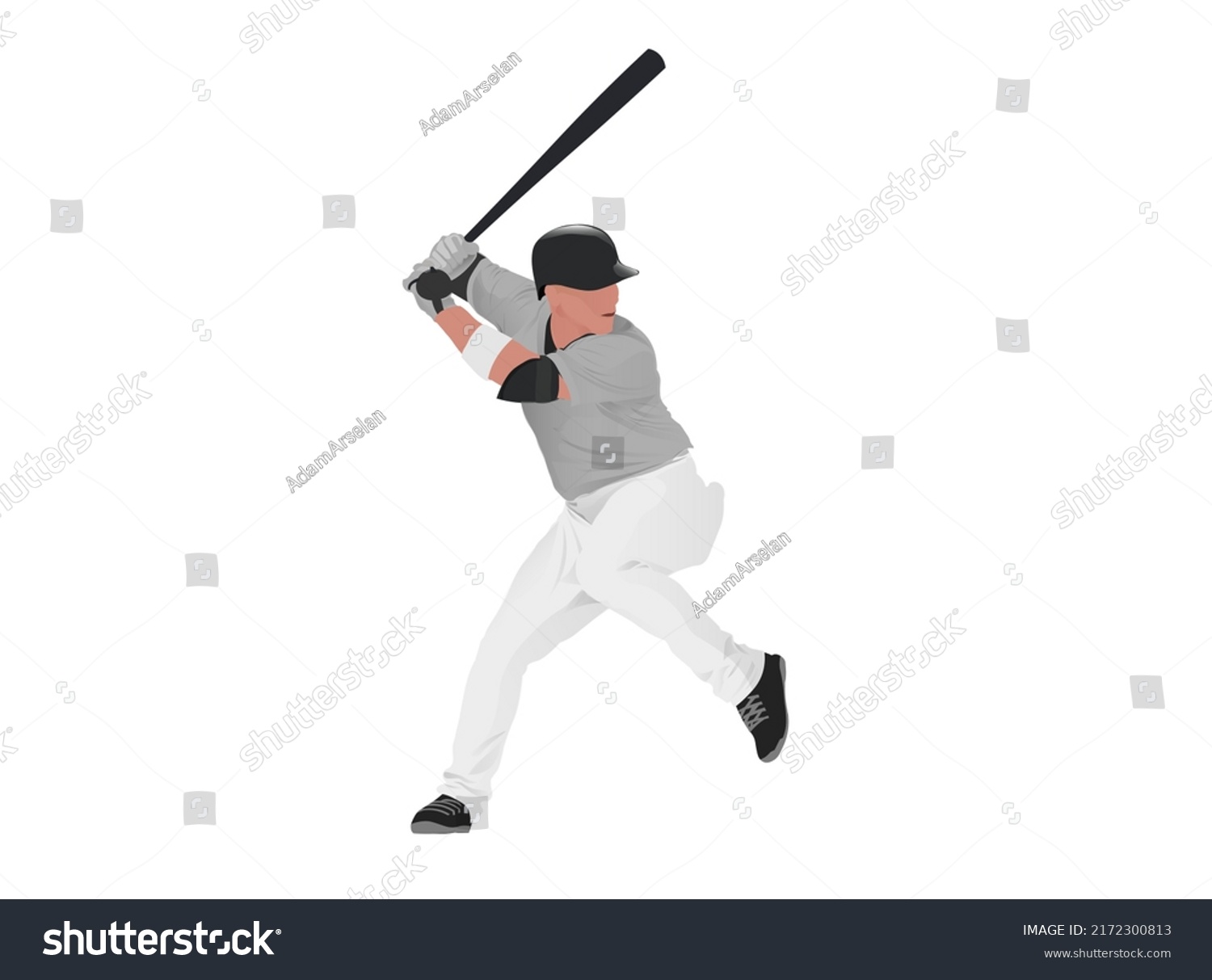 baseball player swinging bat, action pose clip art preview