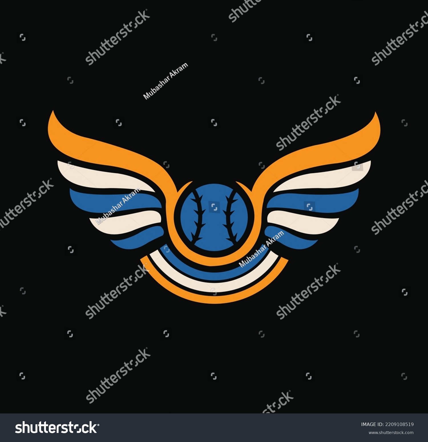 SVG of Baseball Ball Flying With Angel Wings silhouette vector with black background. svg