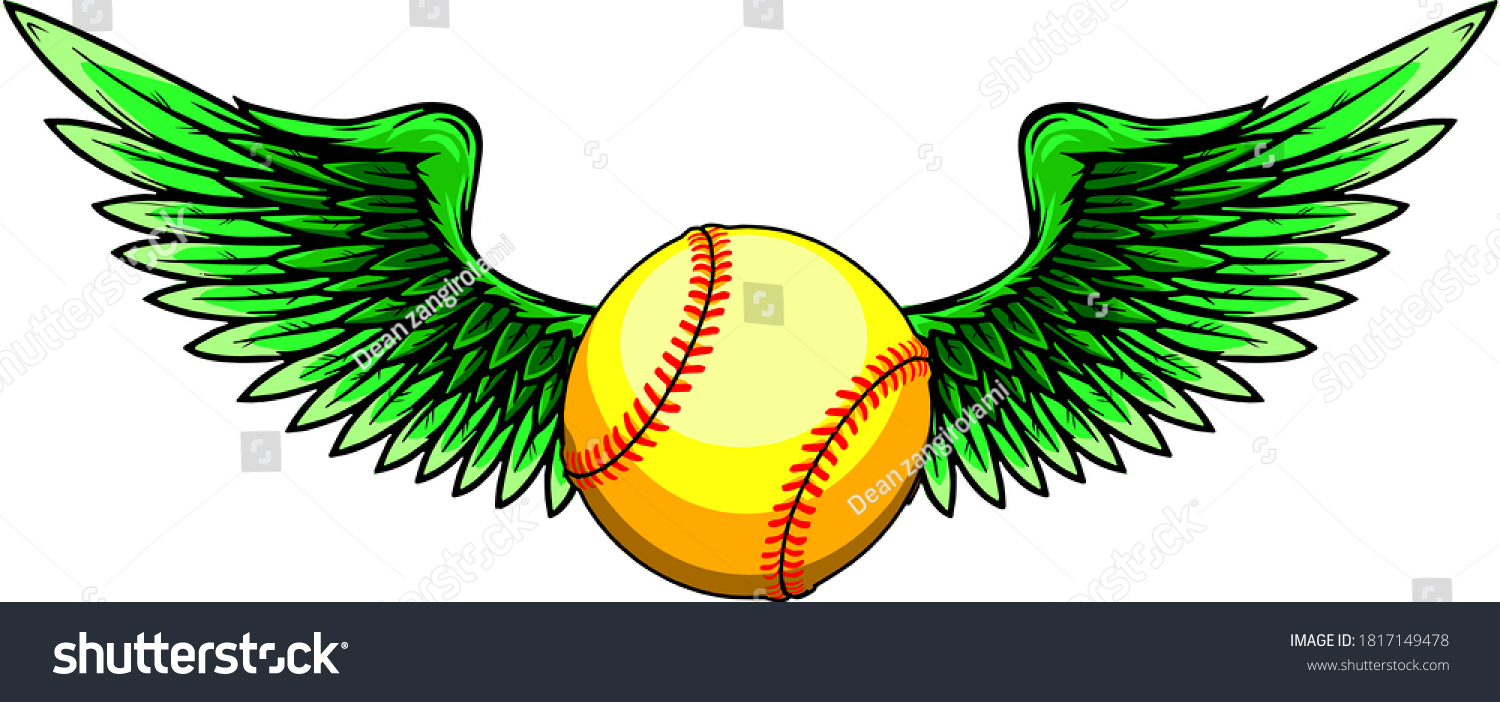 SVG of Baseball Ball Flying With Angel Wings vector svg