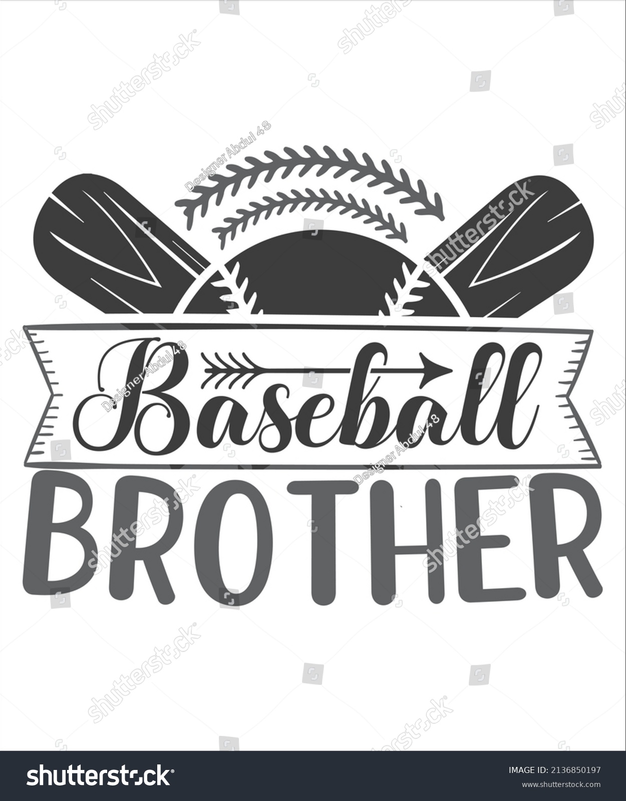 Baseball Brother Printable Vector Illustration Stock Vector (Royalty ...