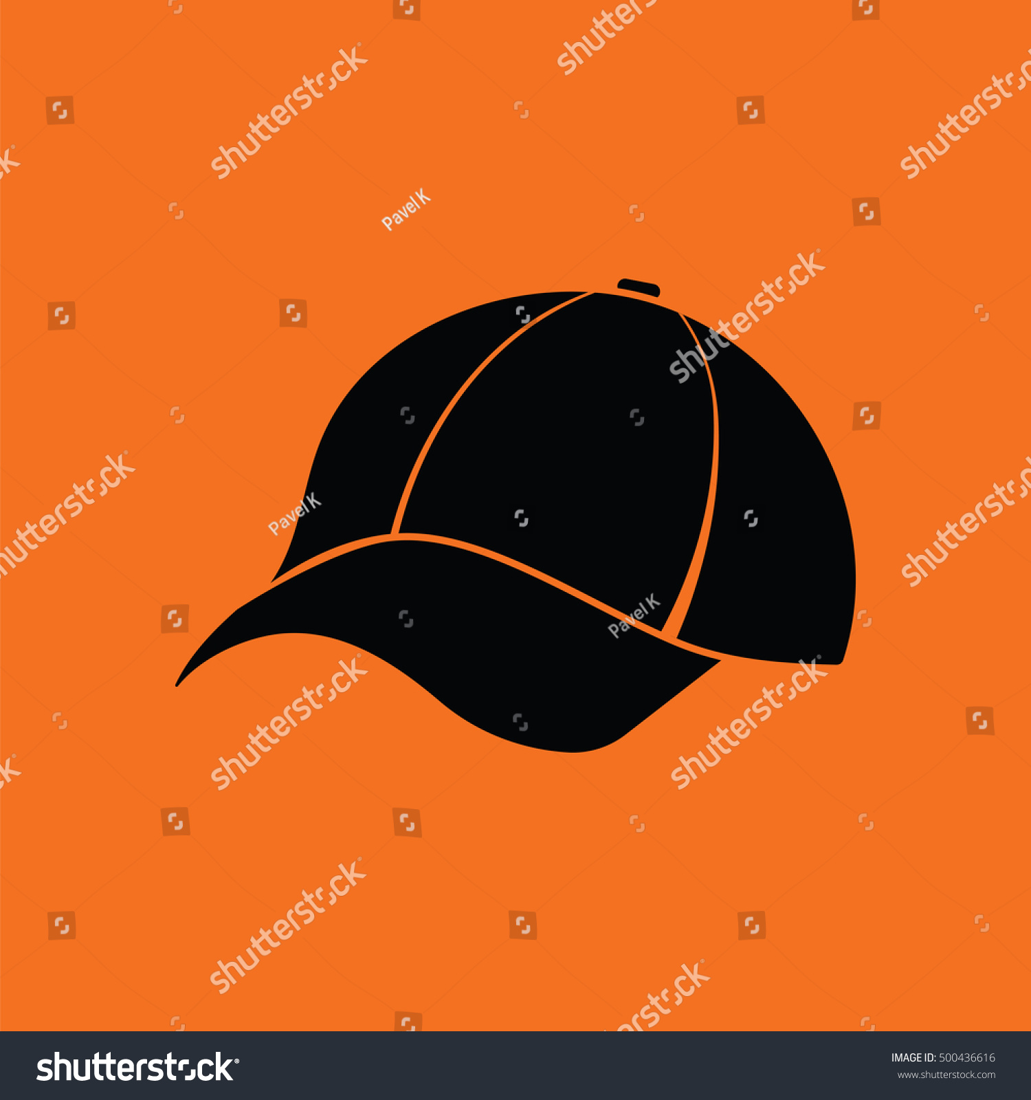 Baseball Cap Icon Orange Background 