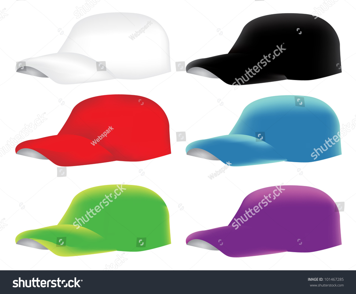 Baseball Cap Set In Different Colors Stock Vector Illustration ...