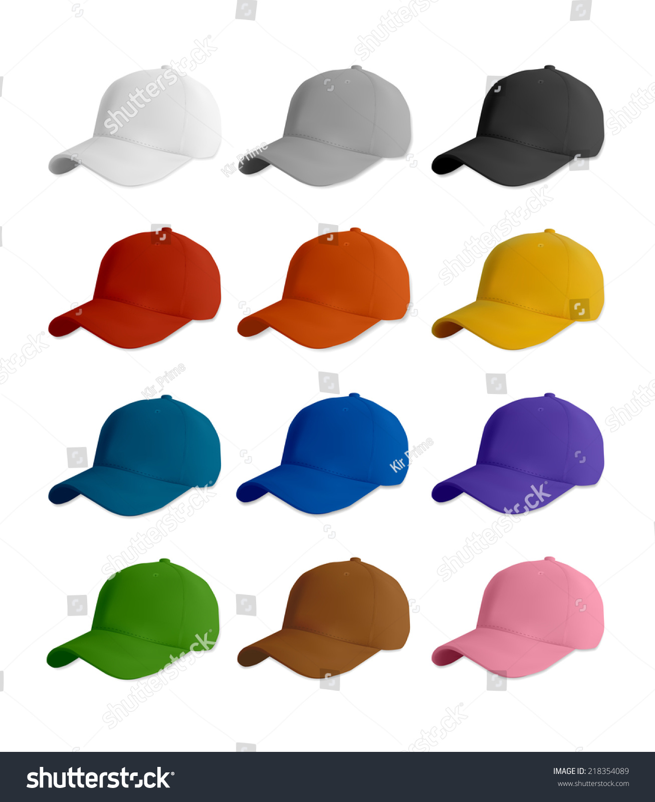 Baseball Cap Template Set, Vector Eps10 Illustration. - 218354089 ...