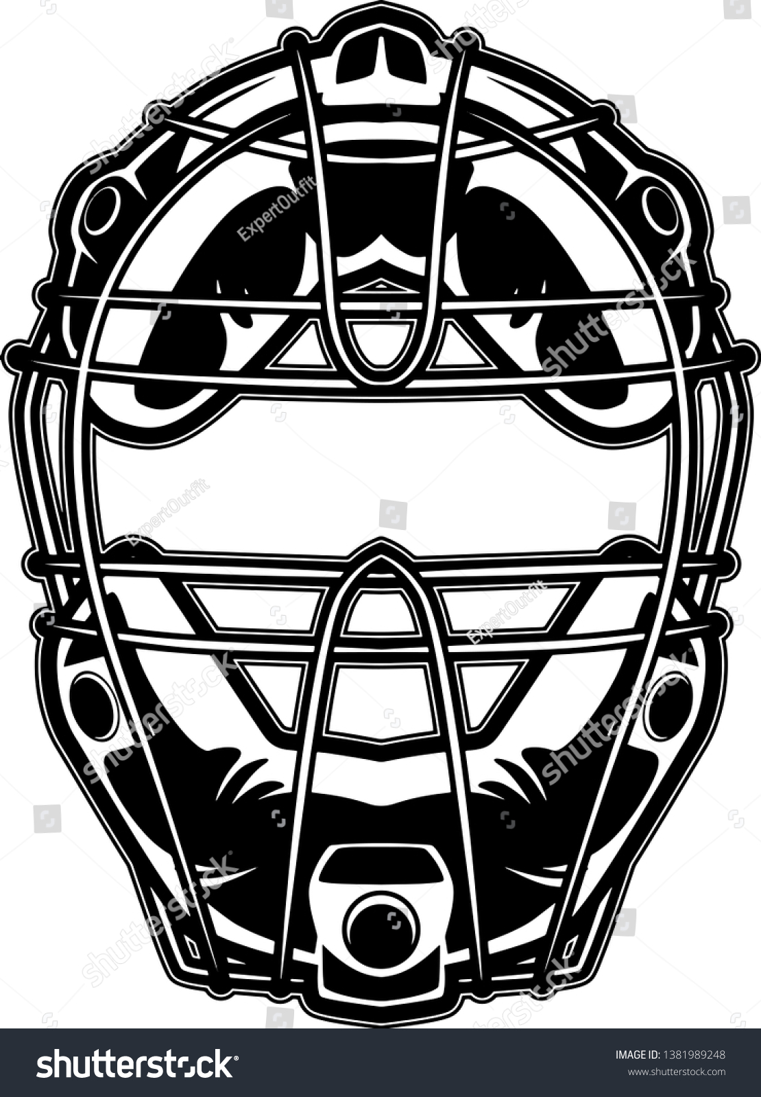 SVG of Baseball Catchers Mask With Padding And Metal Bar Protection svg