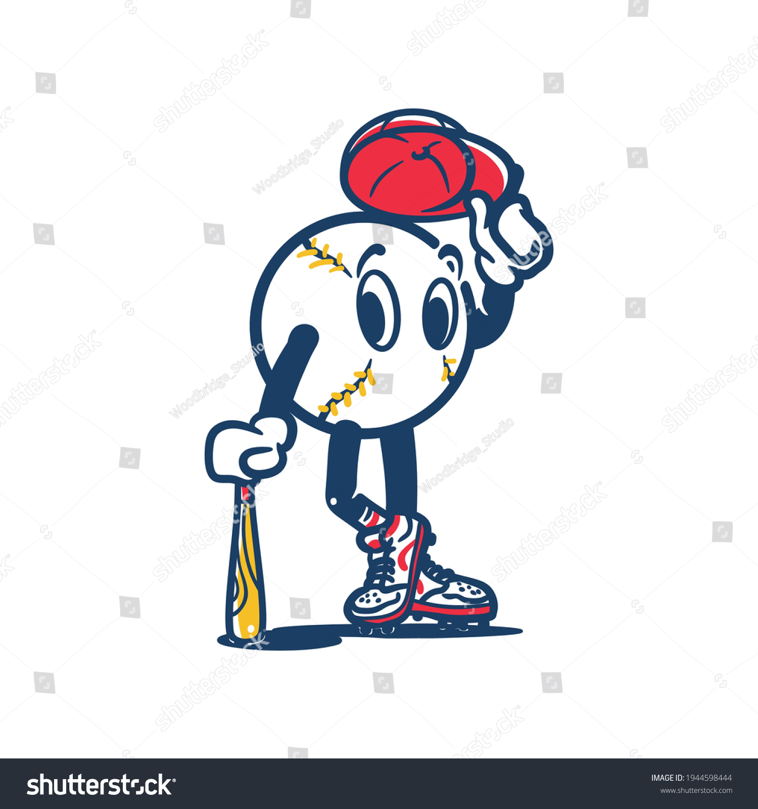 Baseball Character Player Cartoon Vector Stock Vector Royalty Free 1944598444 Shutterstock