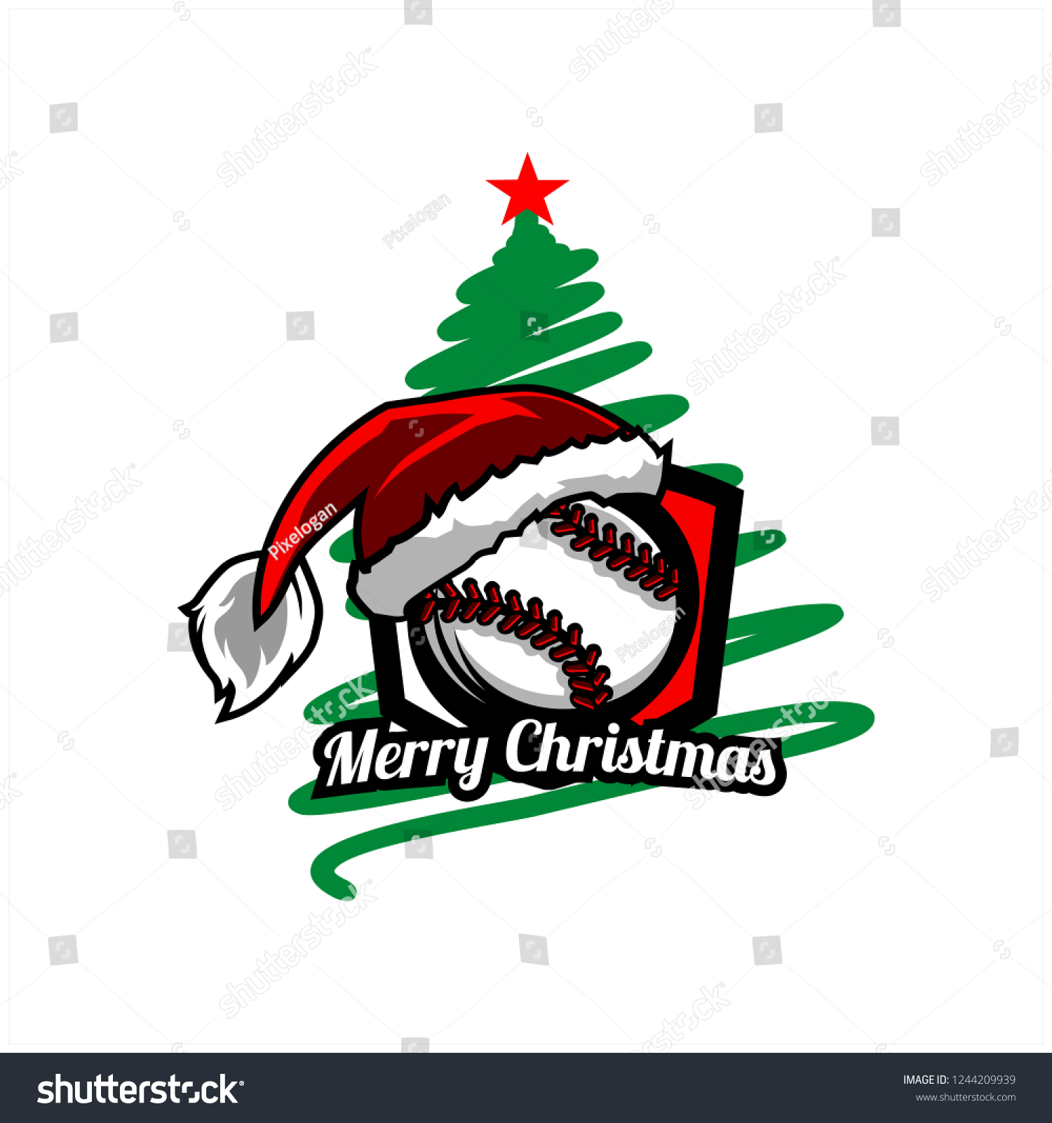 Baseball Christmas Tree Logo V0l 01 Stock Vector Royalty Free