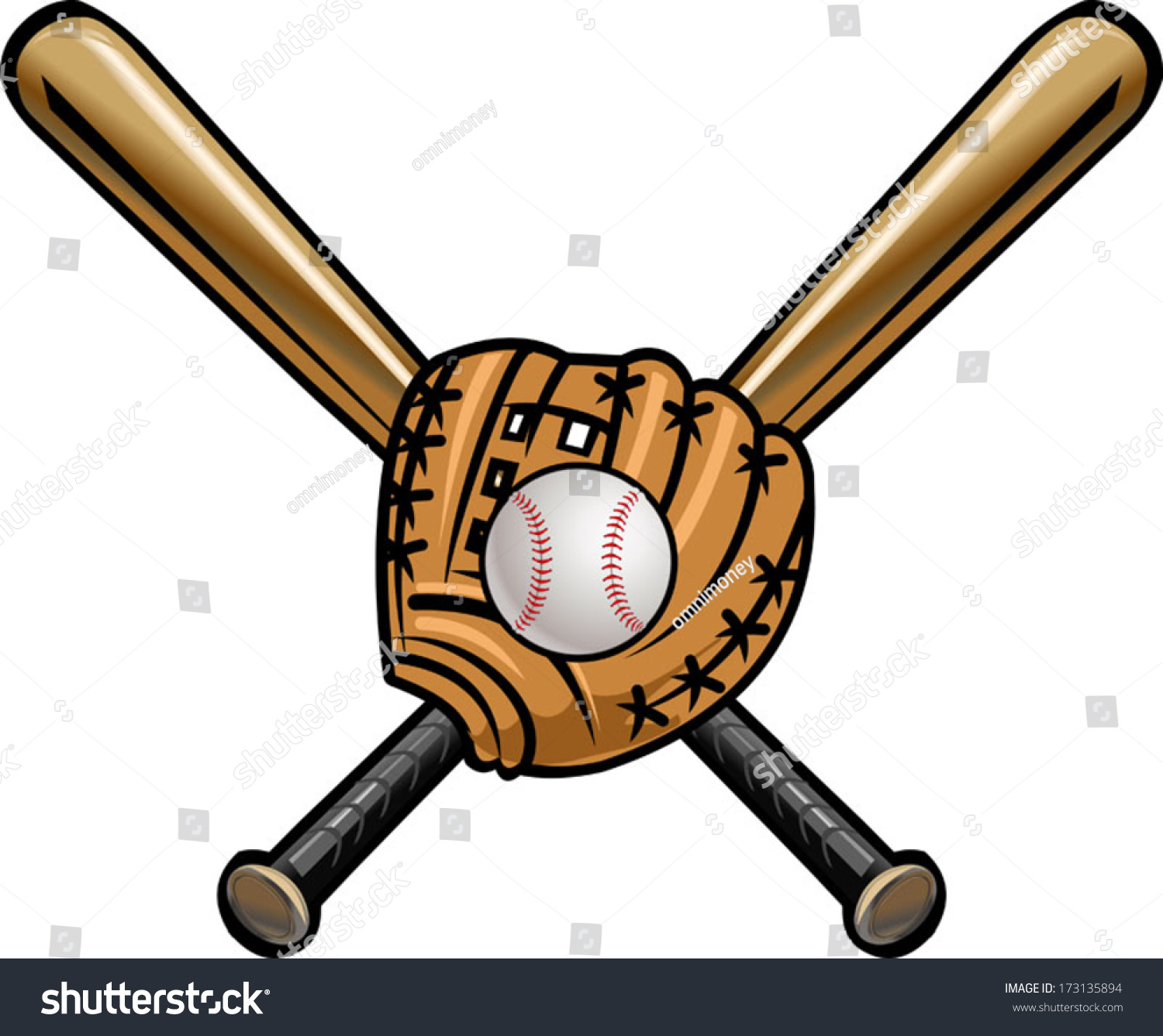 Baseball Cross Bats Ball Mitt Stock Vector (Royalty Free) 173135894