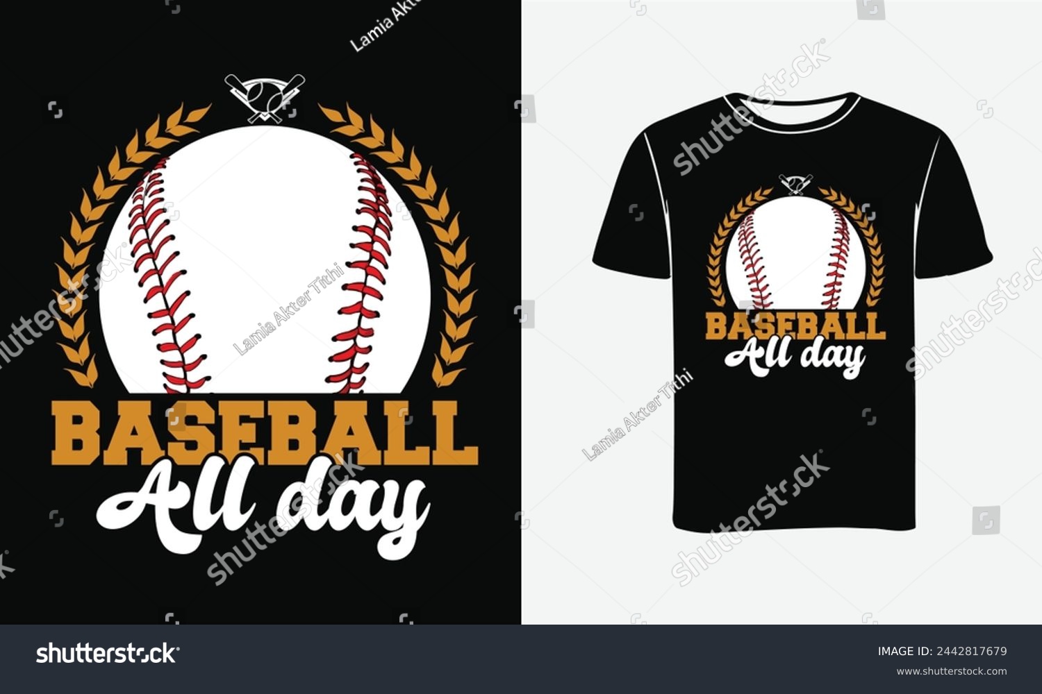 SVG of Baseball Custom Vector Art . Baseball All Day T-shirt or Sticker Designs and Baseball Illustration . Print , Poster svg