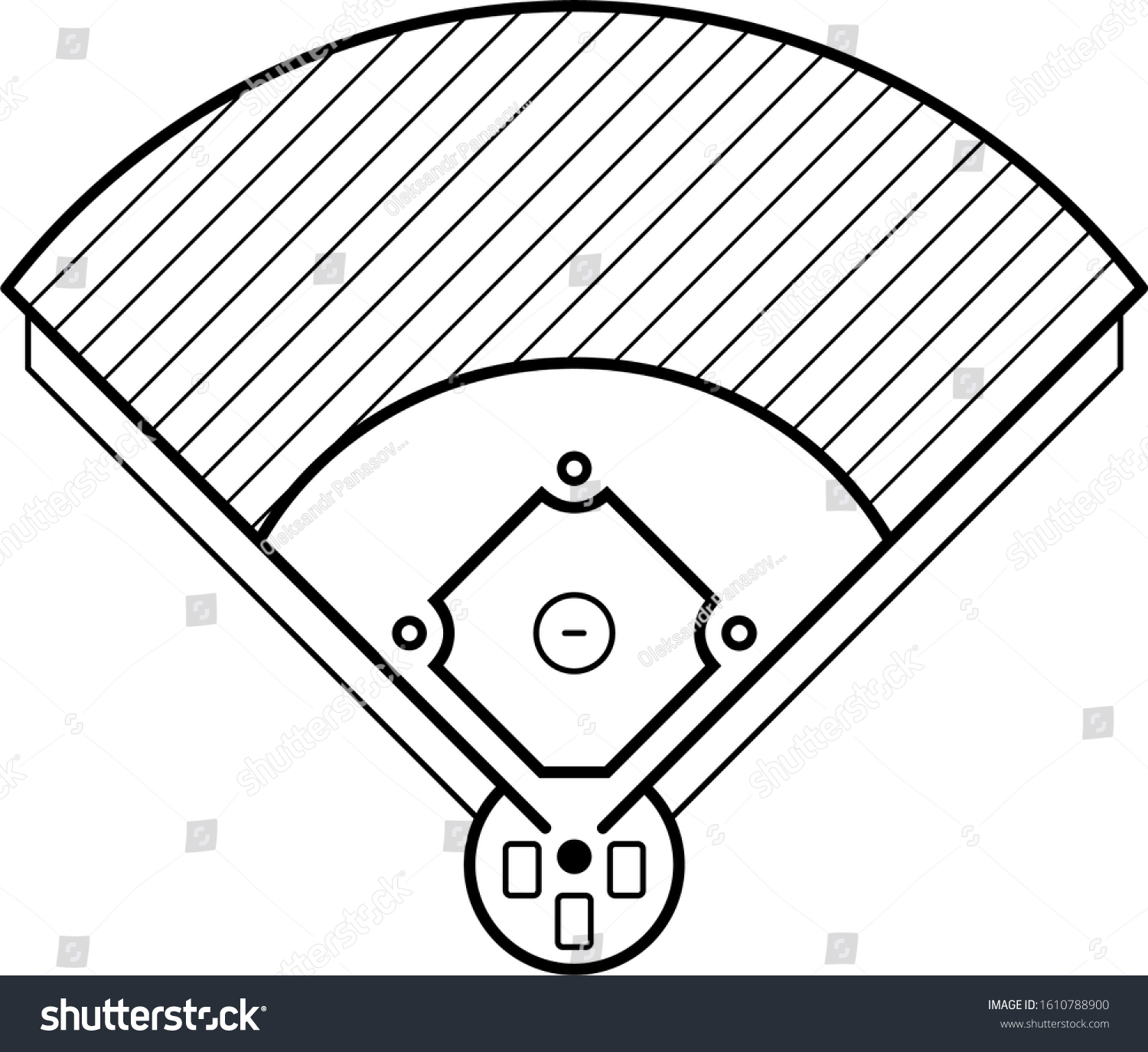 baseball field black and white graphic clip art preview